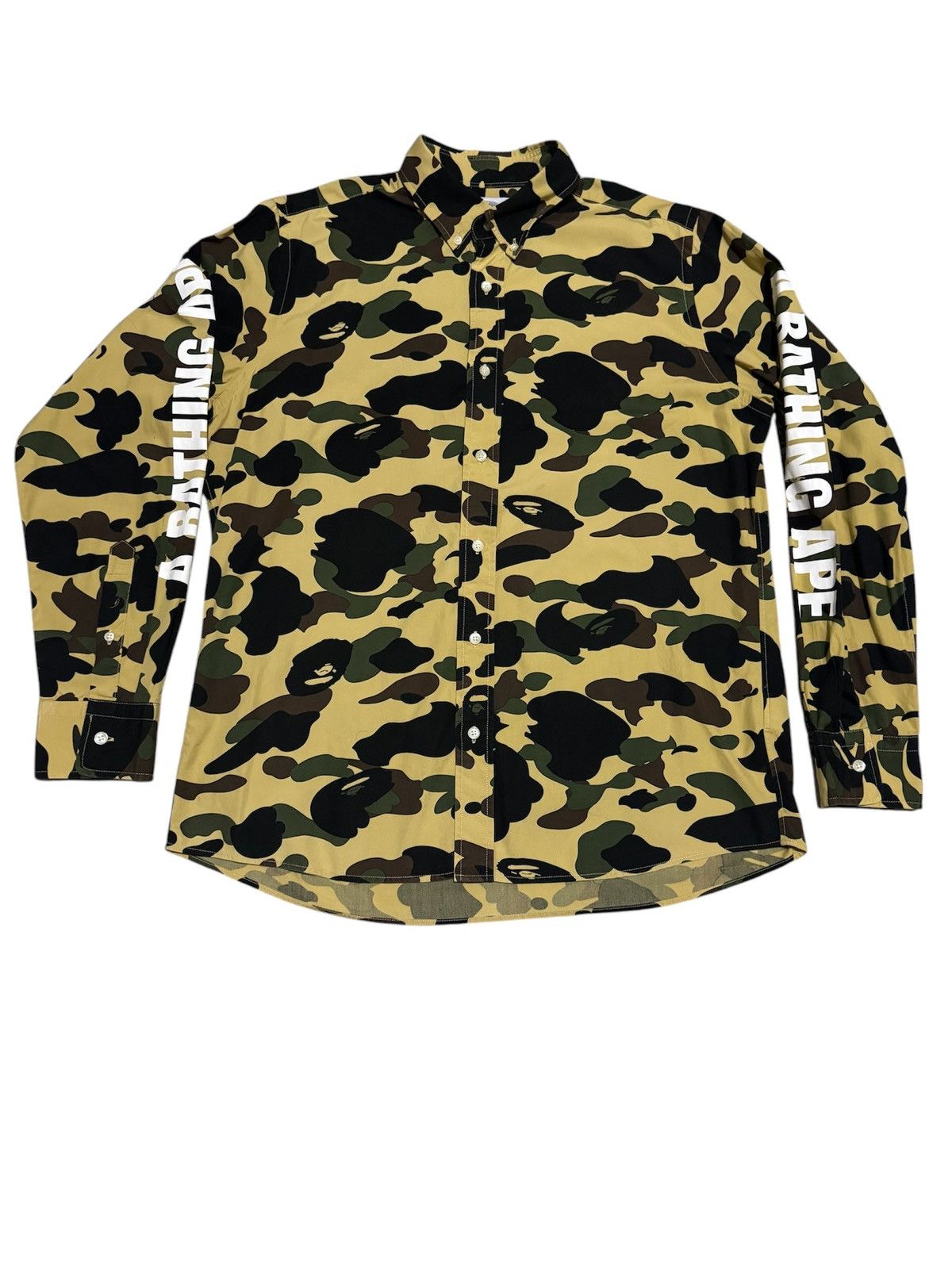 Bape OG A Bathing Ape 1st Camo BD L/S Spellout Shirt Size US XL / EU 56 / 4 - 2 Thumbnail