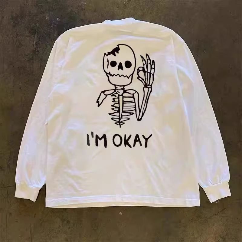 Japanese Brand White retro skull print long-sleeved t-shirt Size US M / EU 48-50 / 2 - 1 Thumbnail