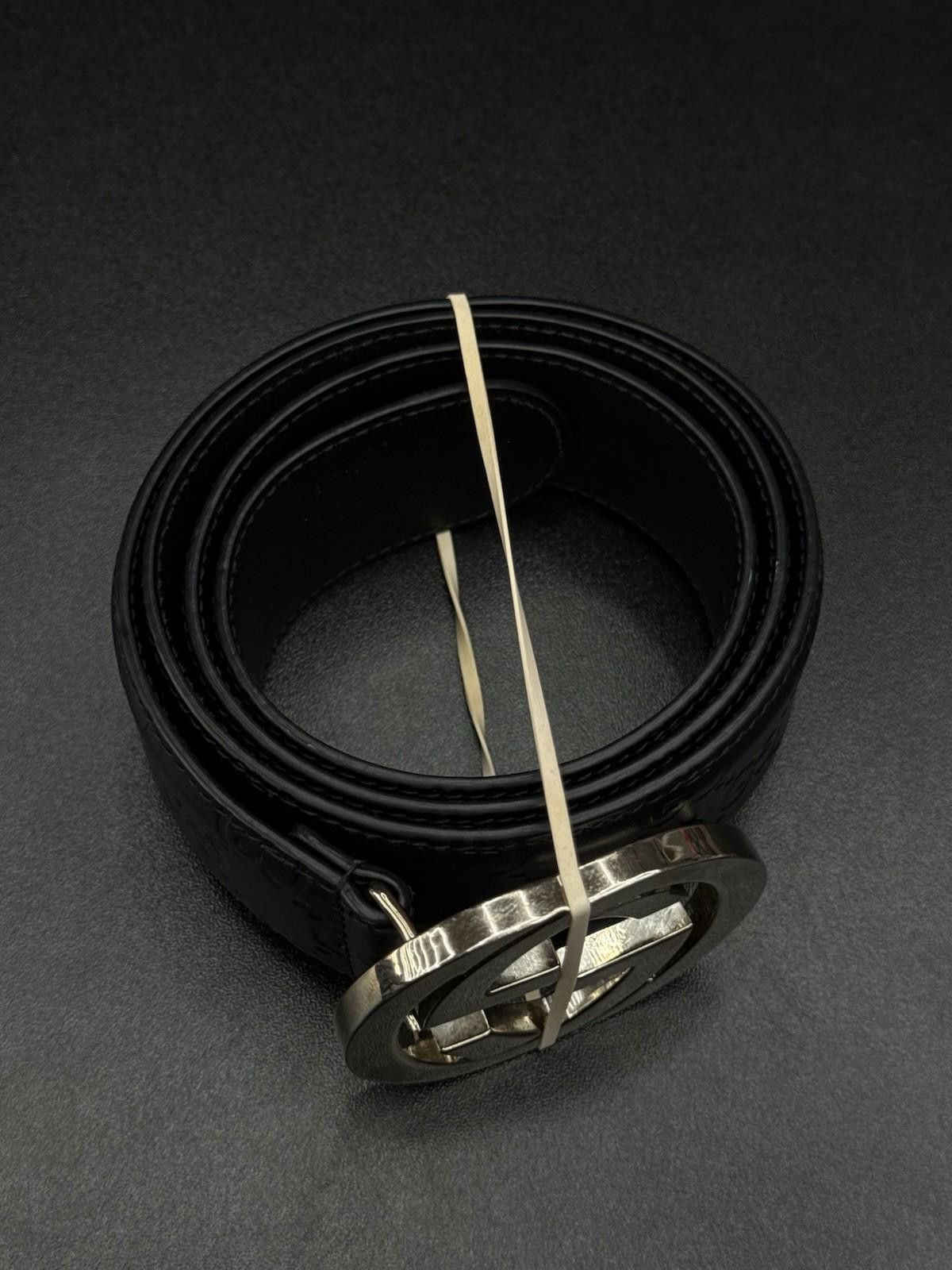 Gucci GG Canvas Wide Leather Belt In Black Size 90/36