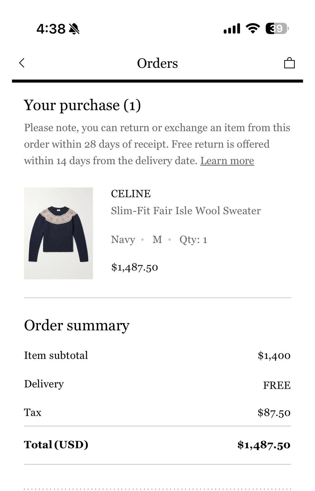 Celine TRIOMPHE FAIR ISLE WOOL SWEATER Size US M / EU 48-50 / 2 - 7 Thumbnail