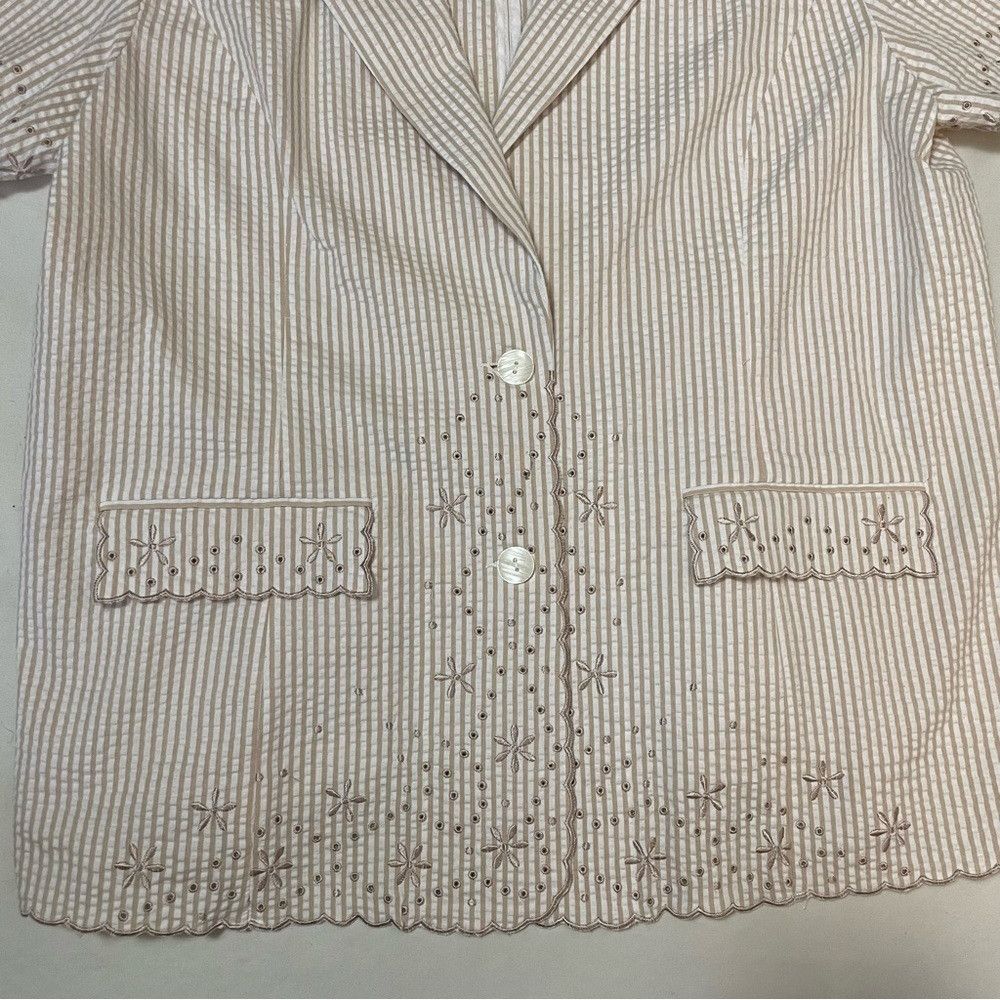 Other Susan Graver Style Embroidered Cotton Short Sleeve Jacket S Size L / US 10 / IT 46 - 9 Thumbnail