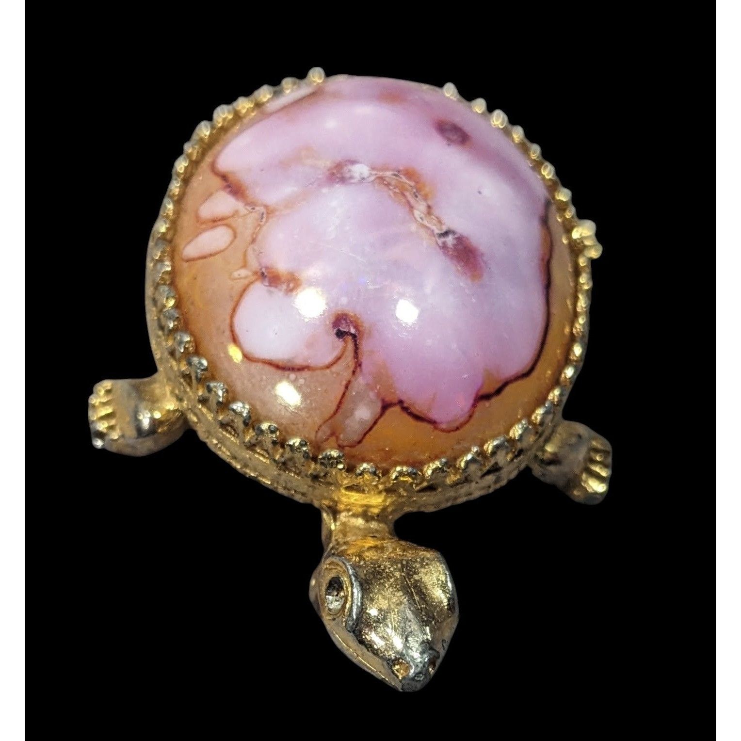 Other Vintage Jeanine Pink Orange And Gold Turtle Brooch (Broken) Size ONE SIZE - 4 Thumbnail