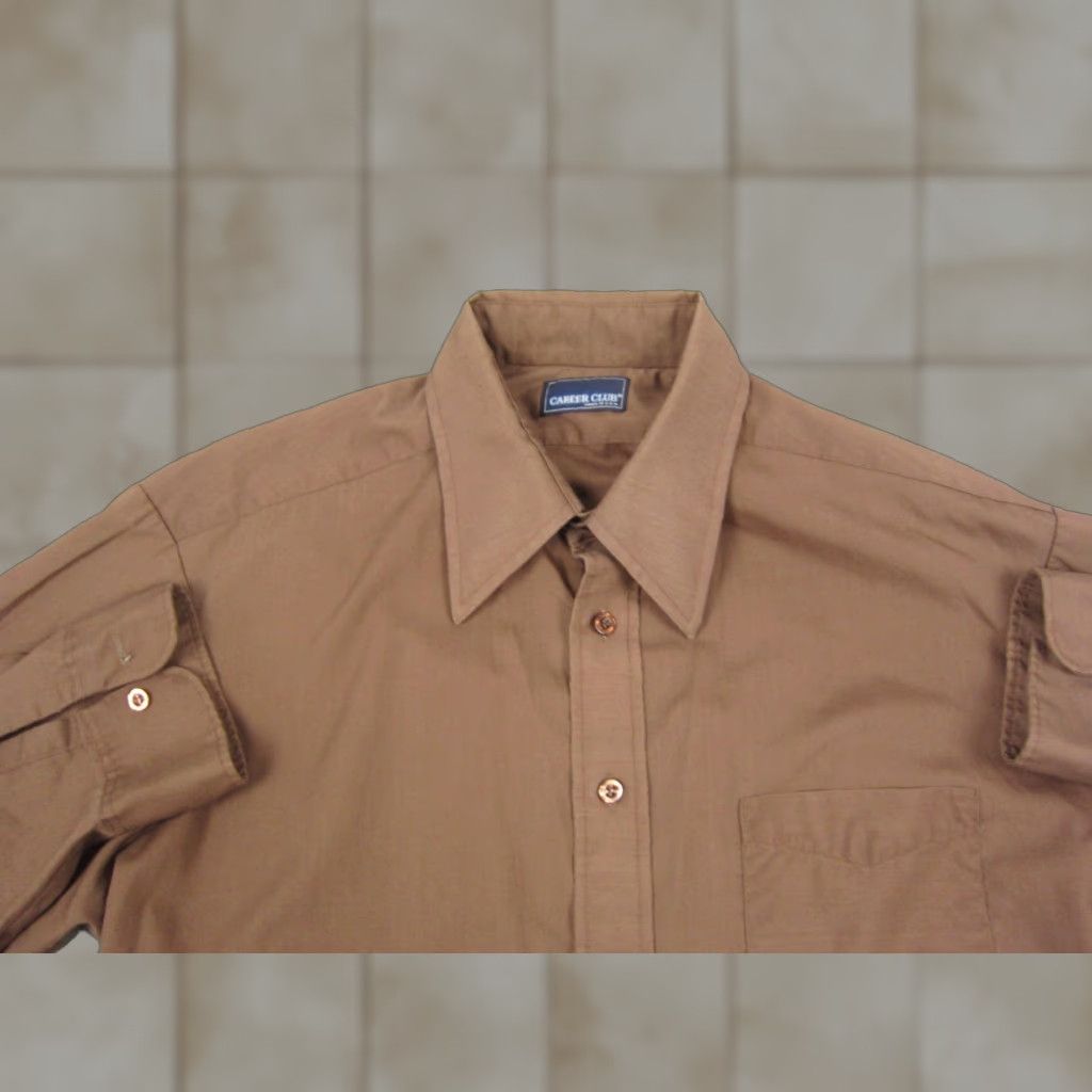 Vintage VINTAGE Career Club Shirt Mens 17 Extra Large Brown Made in USA Disco 70s Shirts Size US XL / EU 56 / 4 - 1 Thumbnail