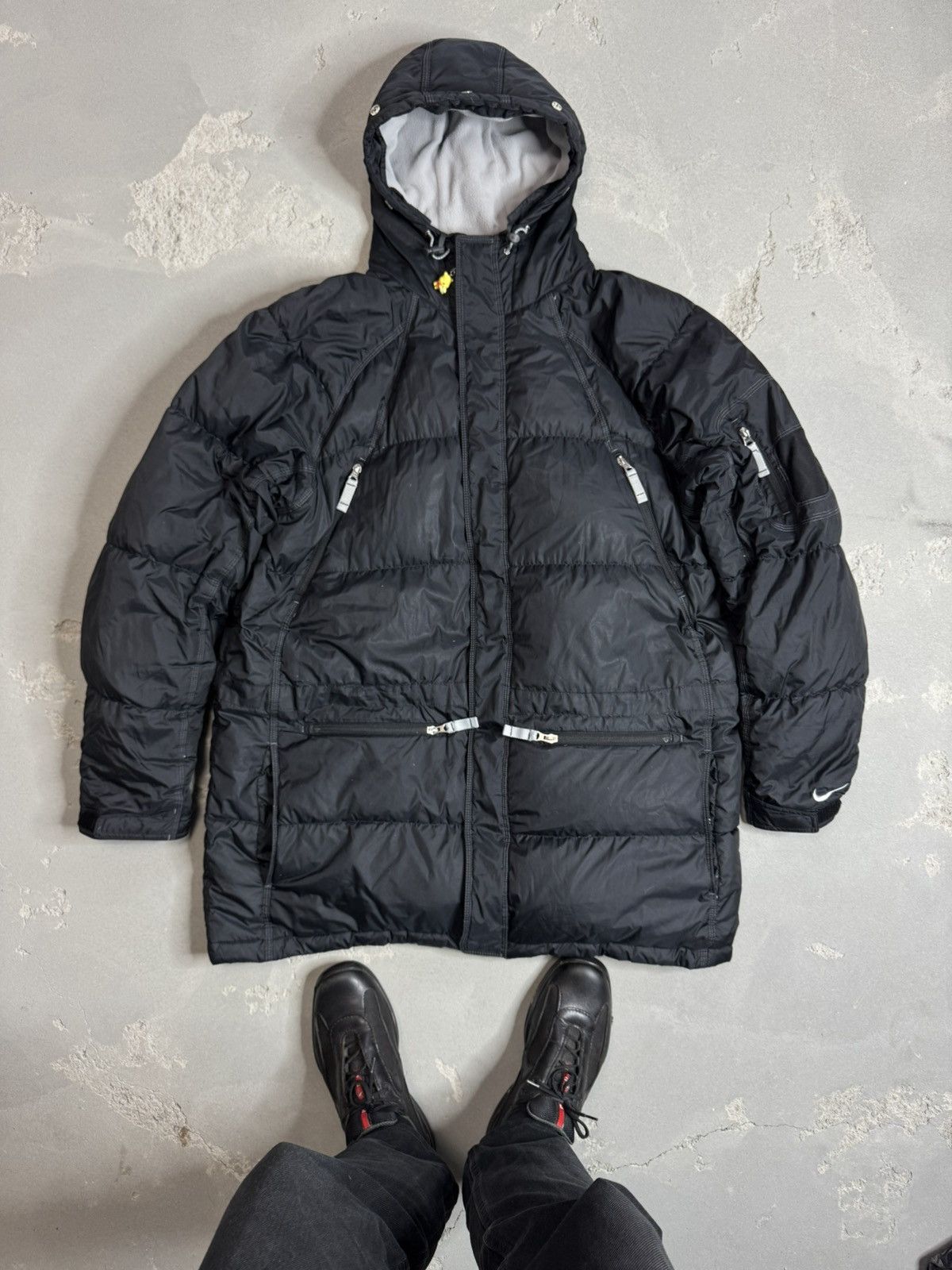 Nike × Vintage Vintage 90s Nike Black Puffer Down Jacket Mini Swoosh Logo Size US XL / EU 56 / 4 - 1 Thumbnail