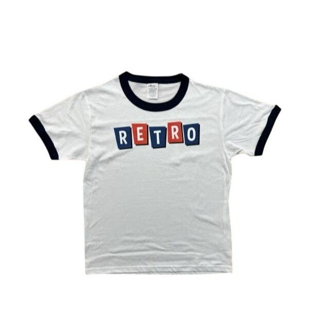 Designer Retro Ringer T-Shirt With Bold Lettering & Navy Accents SIZE Size US L / EU 52-54 / 3 - 2 Thumbnail