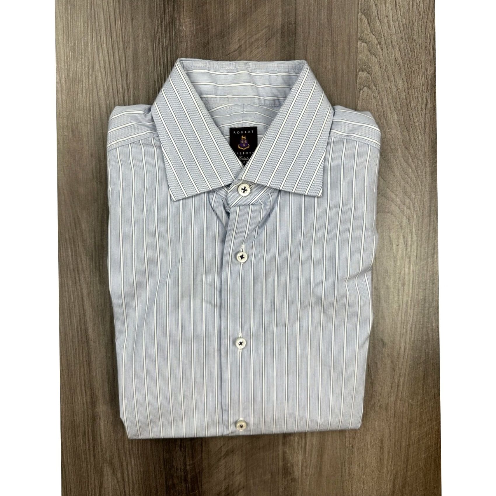 Robert Talbott Robert Talbott Estate Trim Fit Striped French Cuffed Long Sleeve Button 15.5 M Blue Mens Shirt Size US M / EU 48-50 / 2 - 2 Thumbnail
