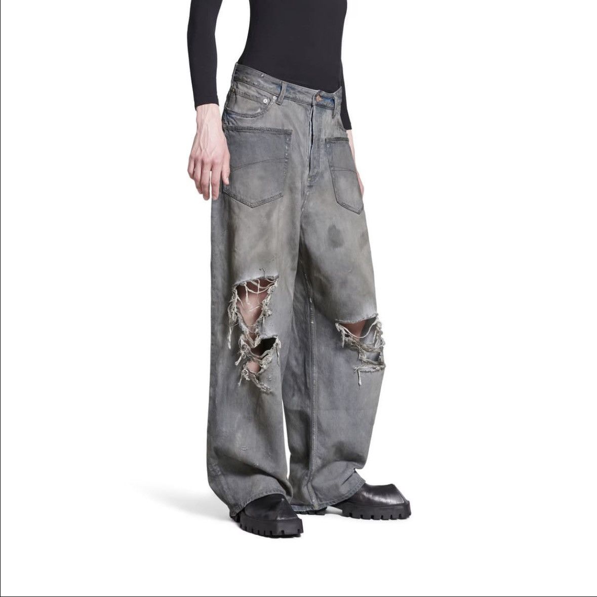 Balenciaga Patched Pocket Baggy Jean Blue