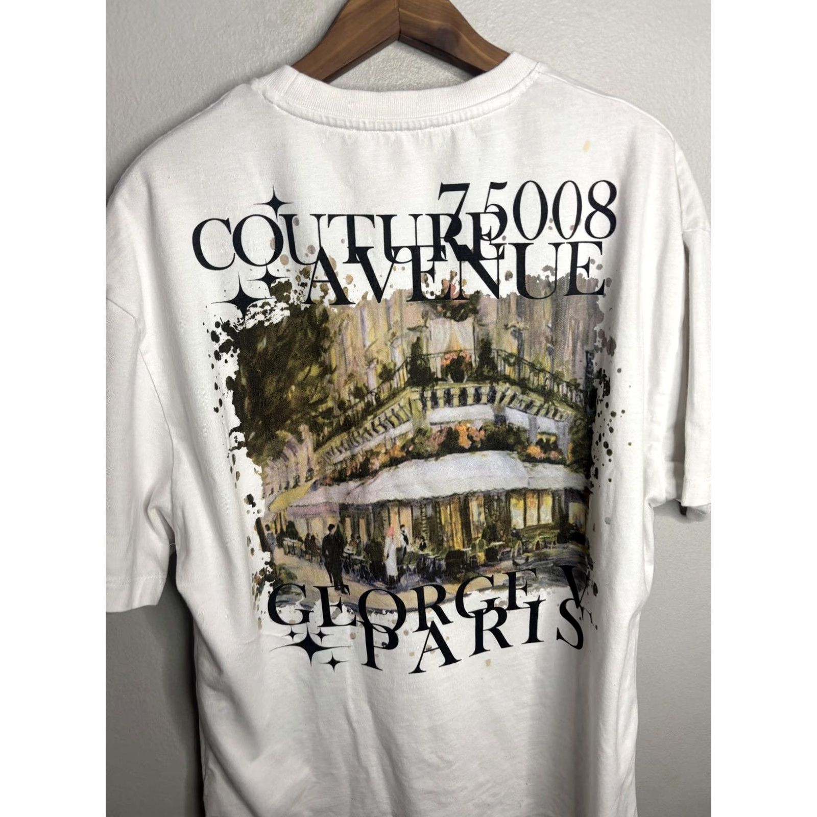 Avenue Avenue George V Paris Shirt Mens XL White Graphic Tee Couture 75008 Streetwear Size US XL / EU 56 / 4 - 6 Thumbnail