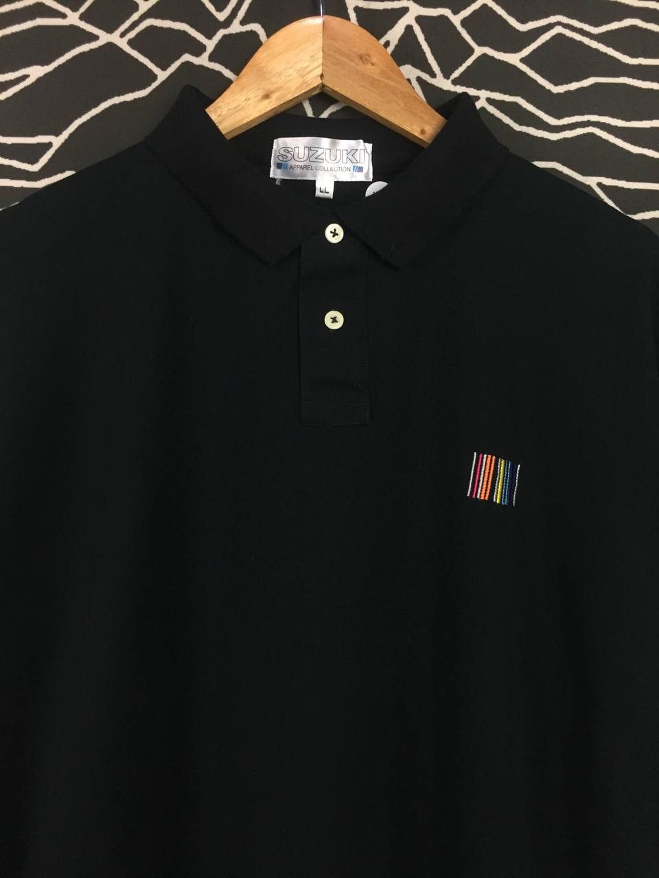 Japanese Brand × Vintage Vtg Suzuki Apparel Collection Rainbow Bar Code Polo Tee Size US XL / EU 56 / 4 - 3 Thumbnail