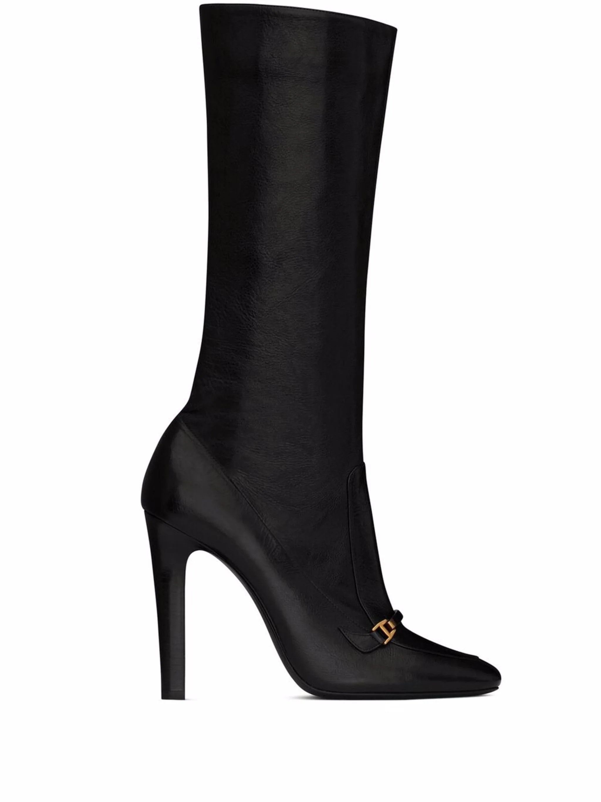 image of Saint Laurent Paris Oc11Z10524 Camden Boots In Shiny Grained Leather In Black, Women's (Size 9)