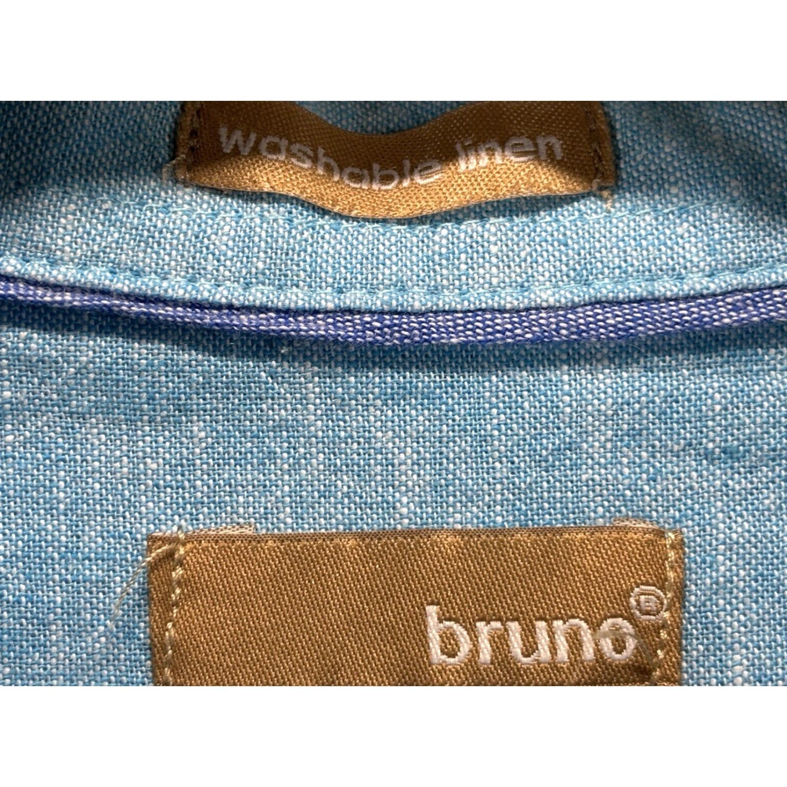 Vintage VINTAGE Bruno Linen Blend Shirt XL Mens Blue Button-Down Beach Shirt Size US XL / EU 56 / 4 - 4 Thumbnail