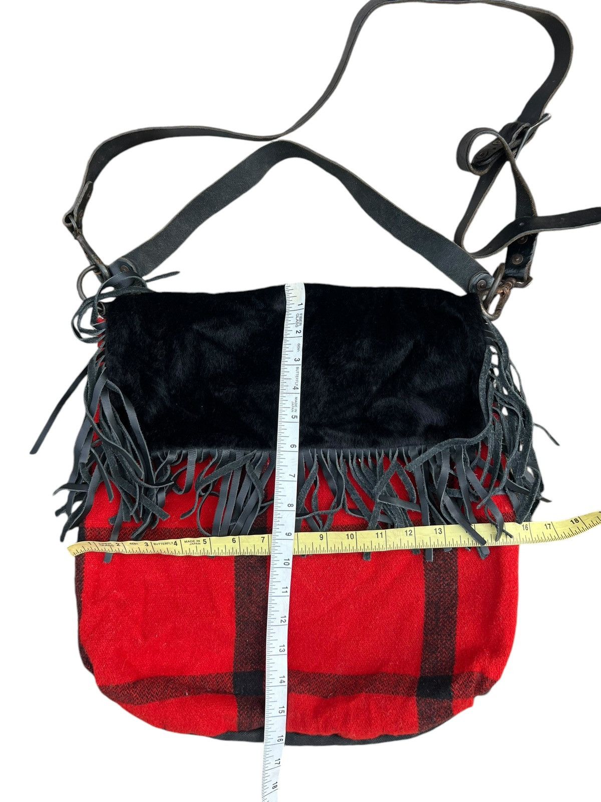 Leather Vintage Ralph Lauren Checks Wool Fringe Leather 2 Way Bag Size ONE SIZE - 25 Thumbnail