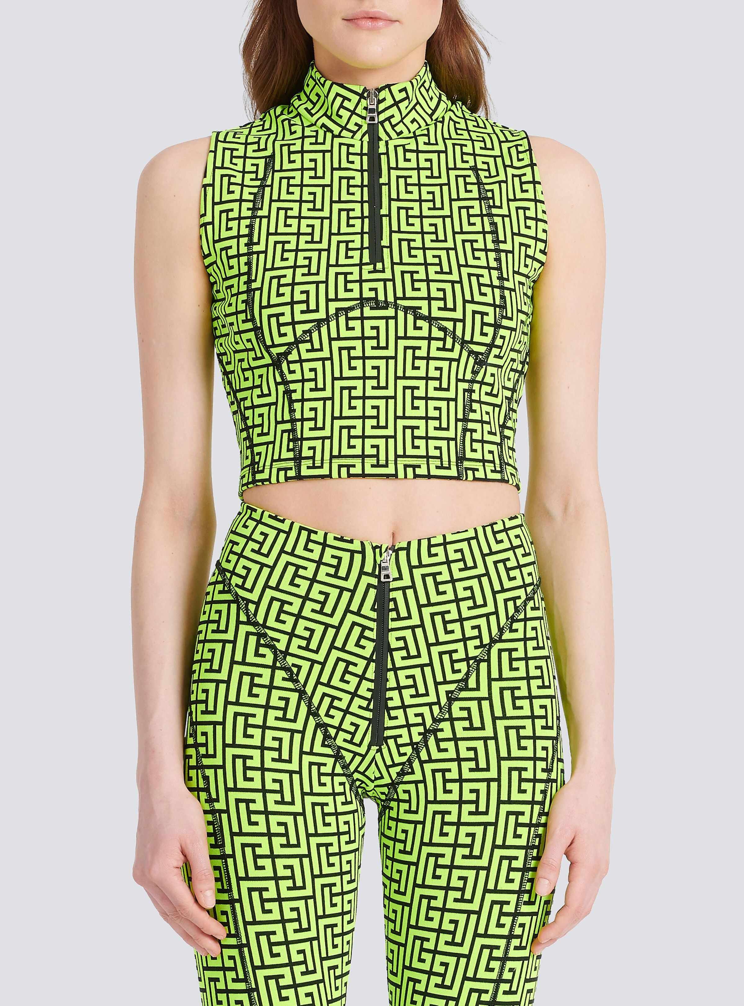 Balmain o1y0625 Crop Top in Lime Green/Black Size XXS / US 00 / IT 34 - 2 Thumbnail