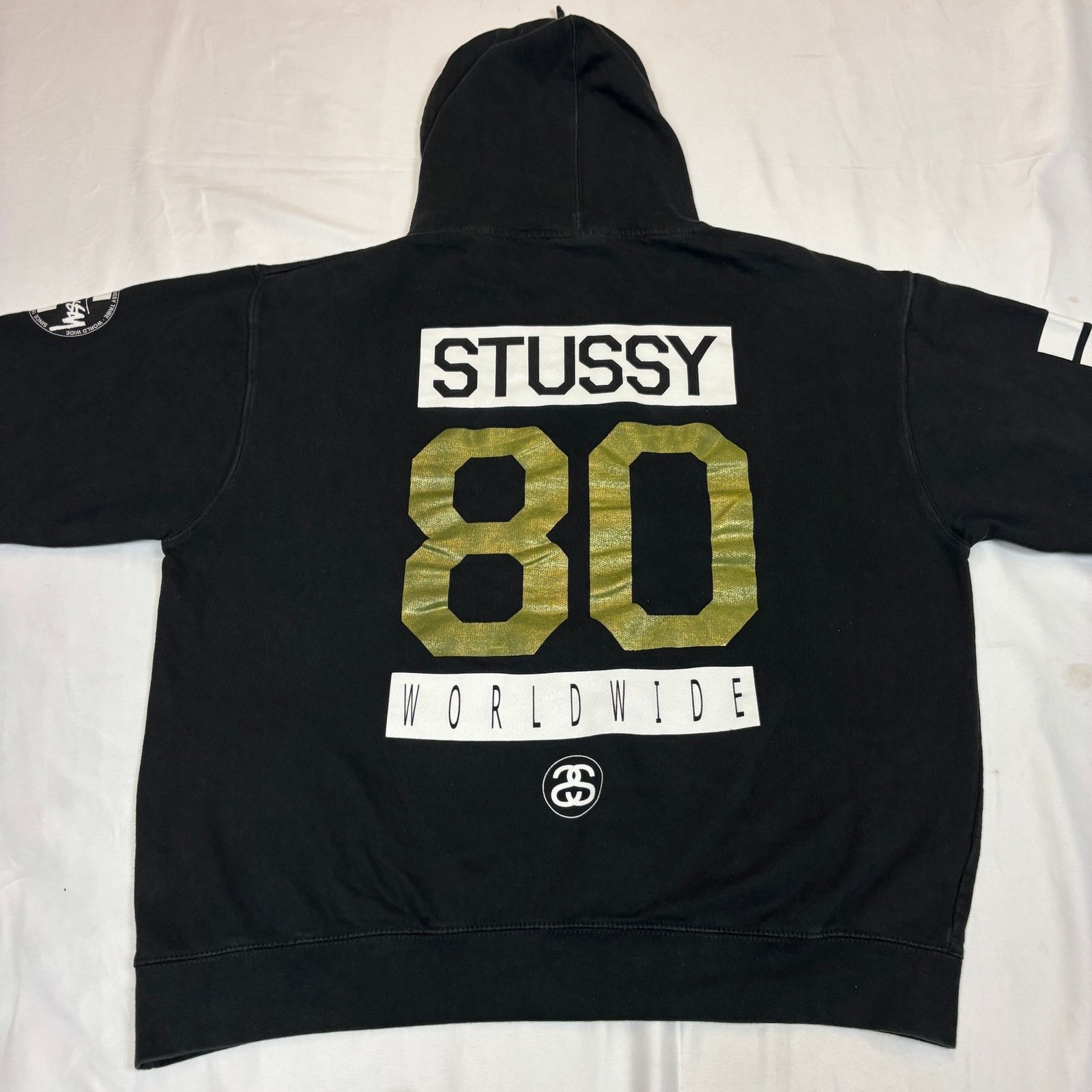 Stussy × Vintage Vintage Stussy Rising 80 Worldwide Hoodie Mens XL Streetwear Size US XL / EU 56 / 4 - 2 Thumbnail