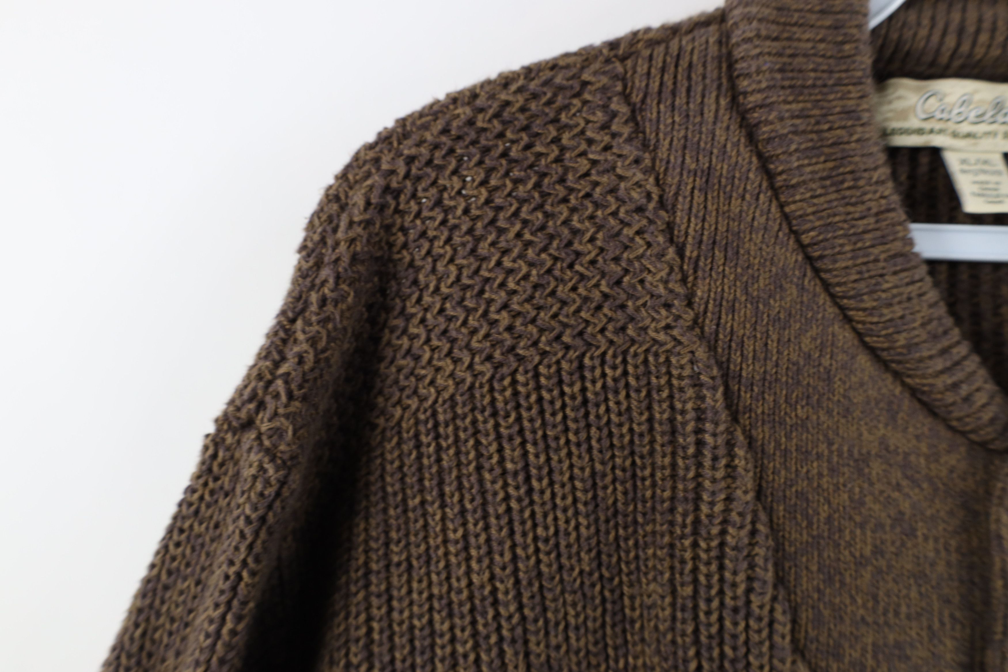 Cabelas Vintage Cabelas Cotton Ribbed Knit Henley Sweater Brown Size US XL / EU 56 / 4 - 7 Thumbnail