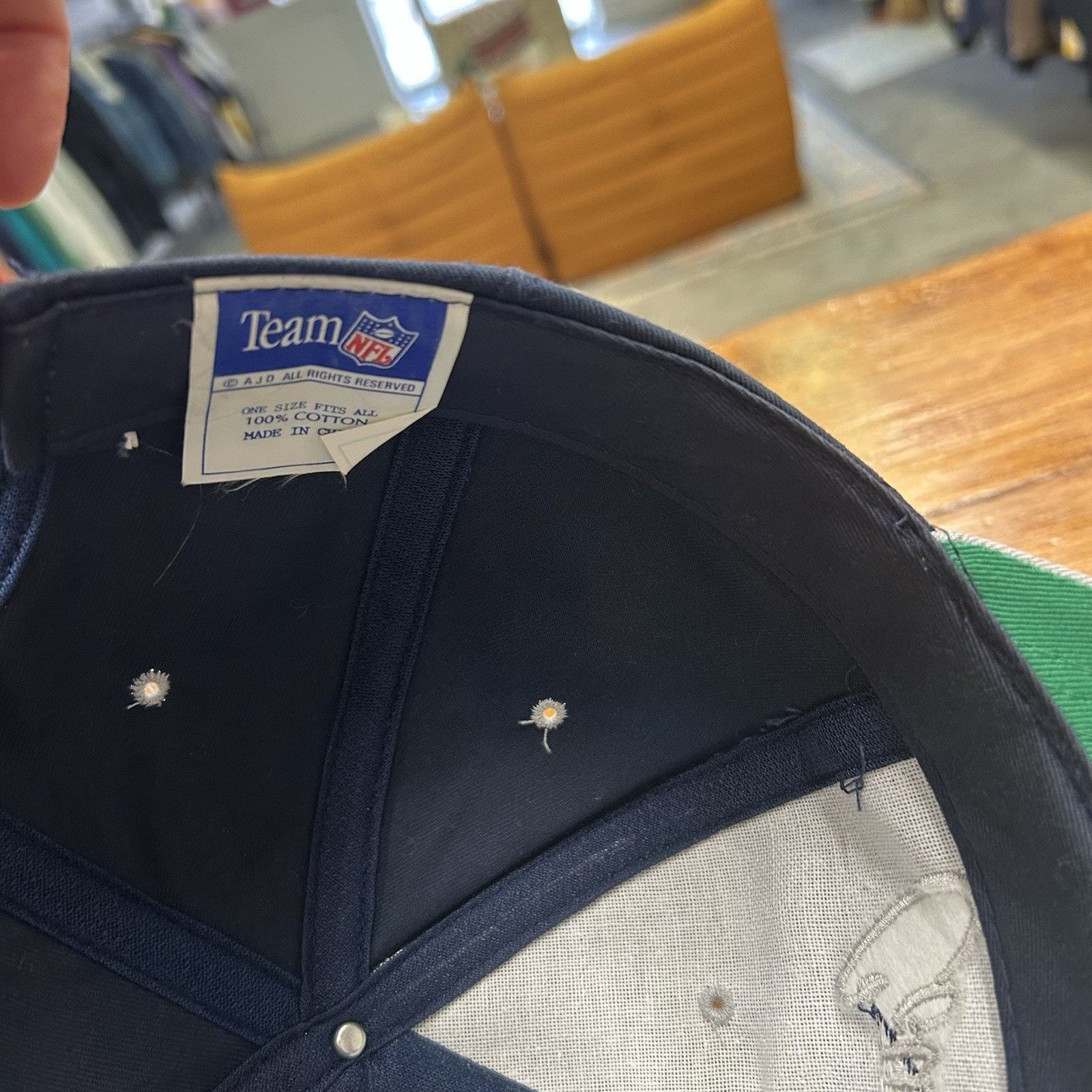 & Other Stories 90’s Navy NFL Dallas Cowboys Script Text Snap Back Hat Size ONE SIZE - 6 Thumbnail