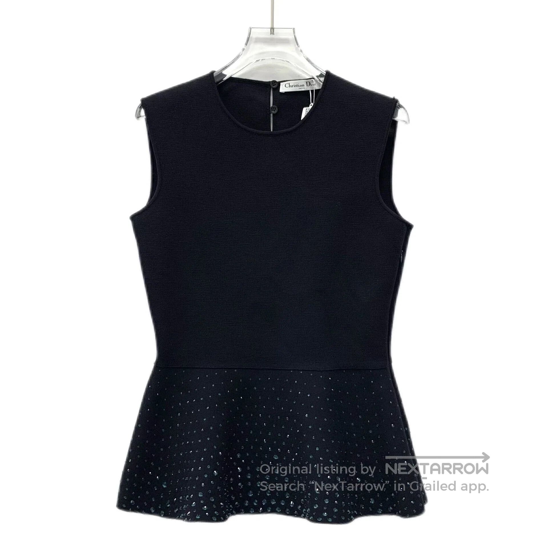 Dior black sleeveless top with rhinestones by Dior. Size US L / EU 52-54 / 3 - 1 Thumbnail