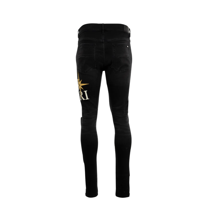 Amiri o1h1sh10525 Starburst Applique Skinny Jeans in Black Size US 30 / EU 46 - 2 Thumbnail