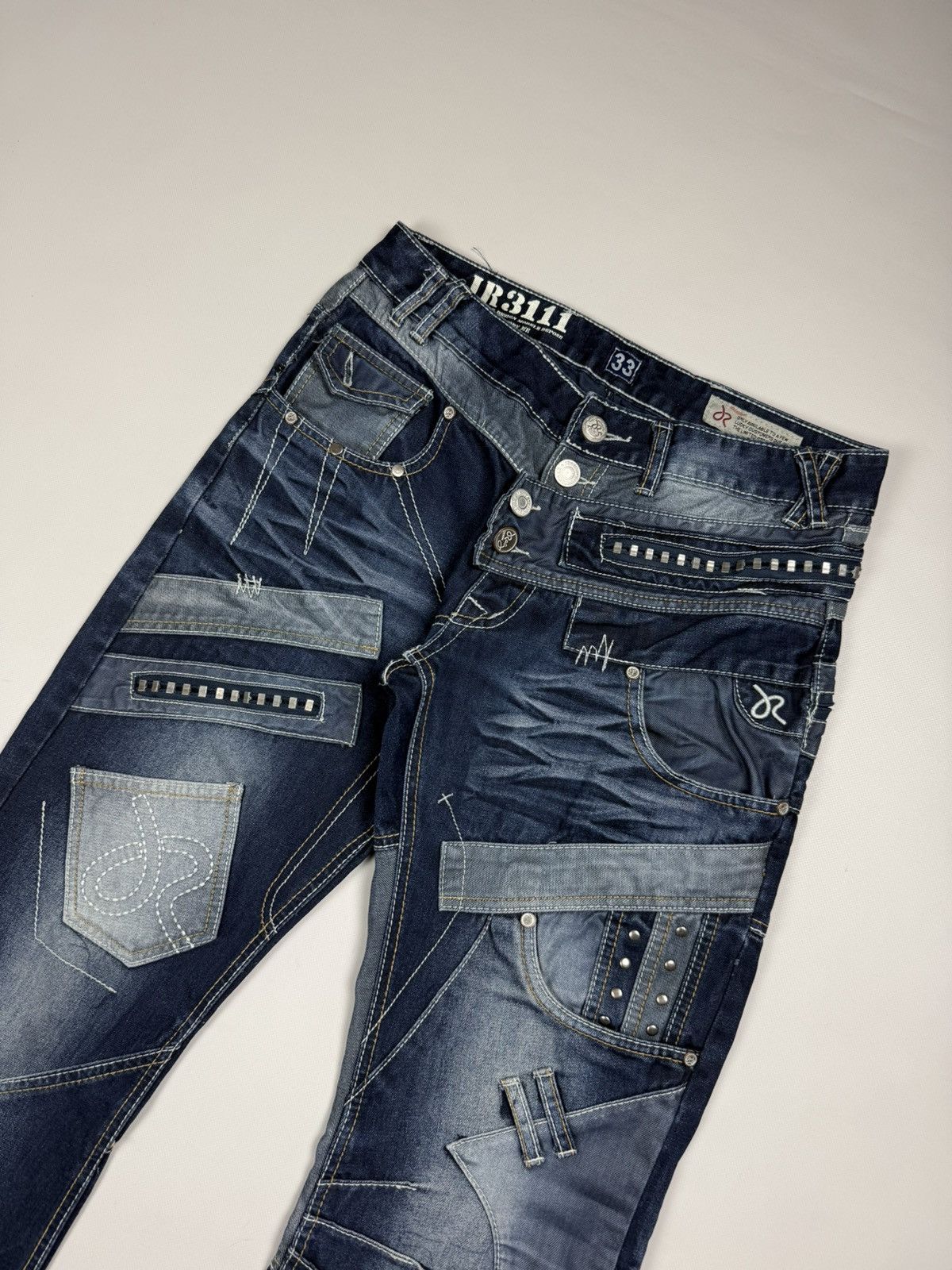 Japanese Brand J-Rag Men’s Japanese Style Multipocket Patchwork Jeans Size US 33 - 2 Thumbnail
