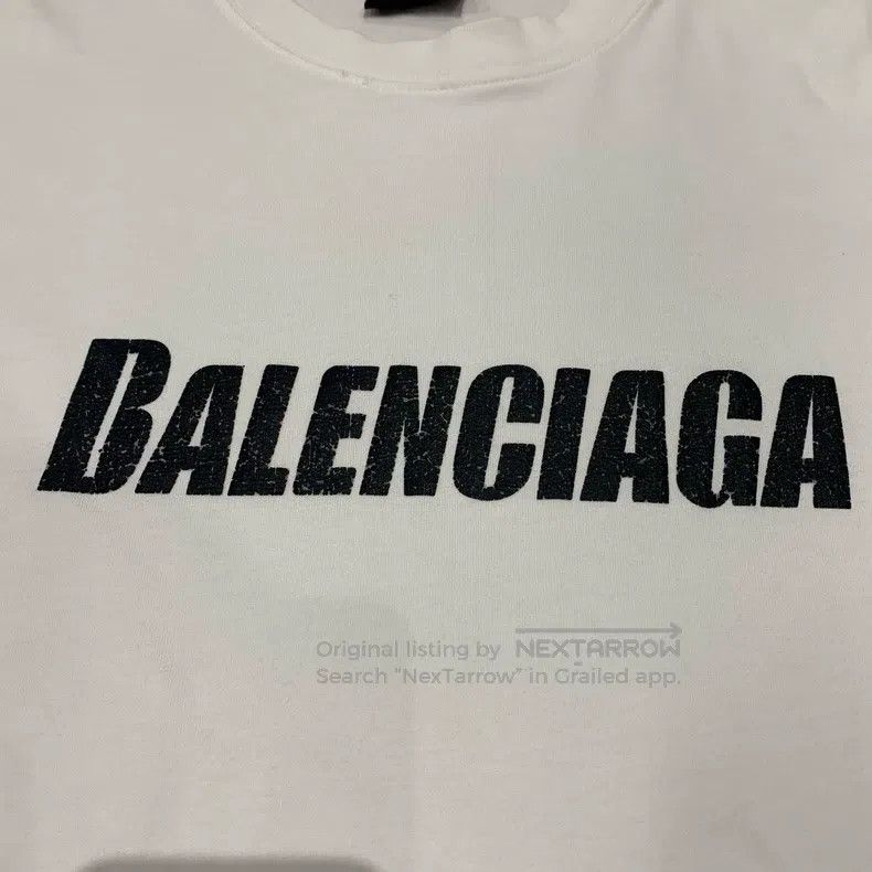 Balenciaga Balenciaga White Distressed Lettering Logo T-Shirt Size US XS / EU 42 / 0 - 6 Thumbnail