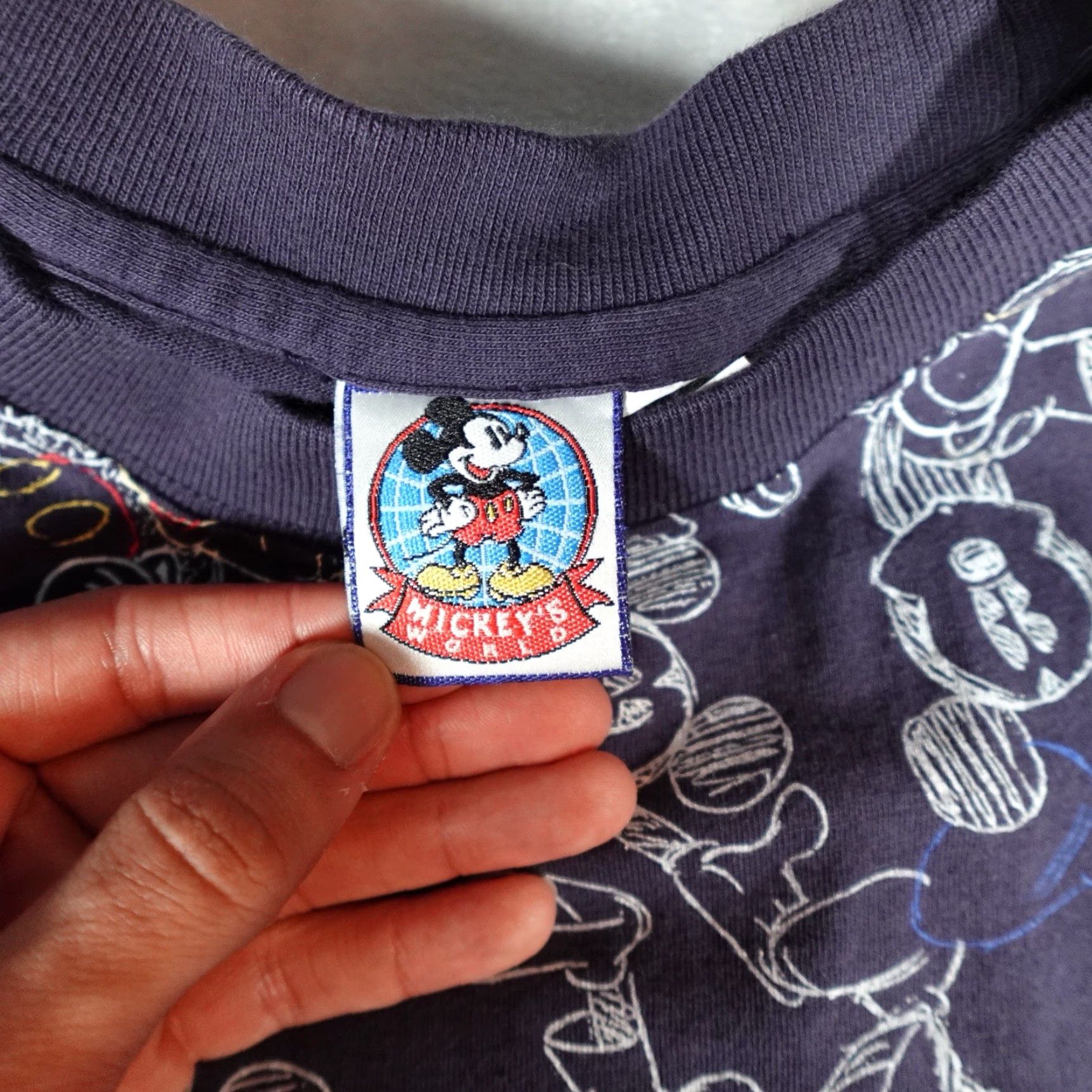 Disney VINTAGE Disney Mickeys World All Over Print T-Shirt Men L Graphic Cartoon Crew Neck Short Sleeve Blue 2000s Size US L / EU 52-54 / 3 - 5 Thumbnail