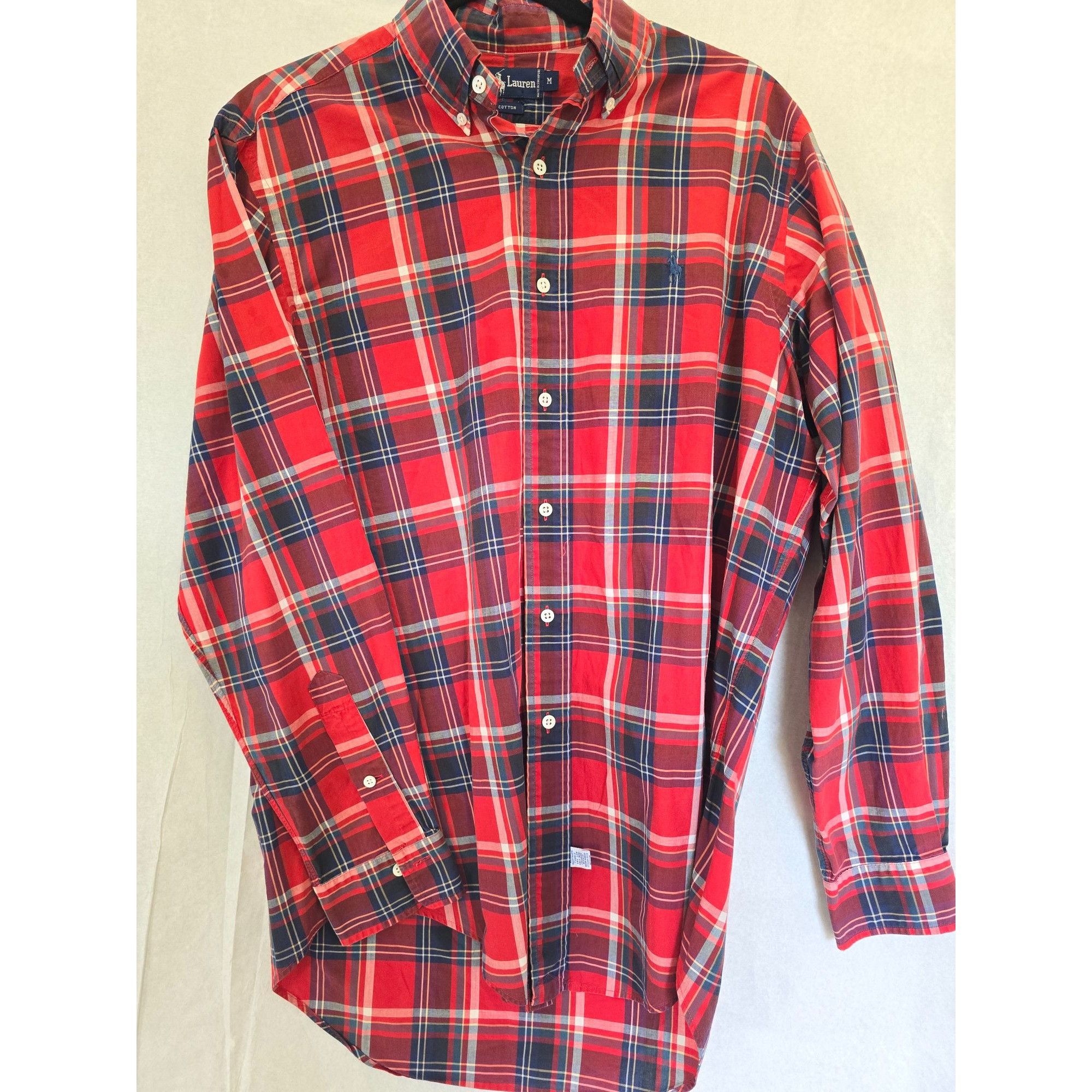 Ralph Lauren Vintage Ralph Lauren Men's Medium Red Plaid Button-Down Shir Size US M / EU 48-50 / 2 - 1 Thumbnail