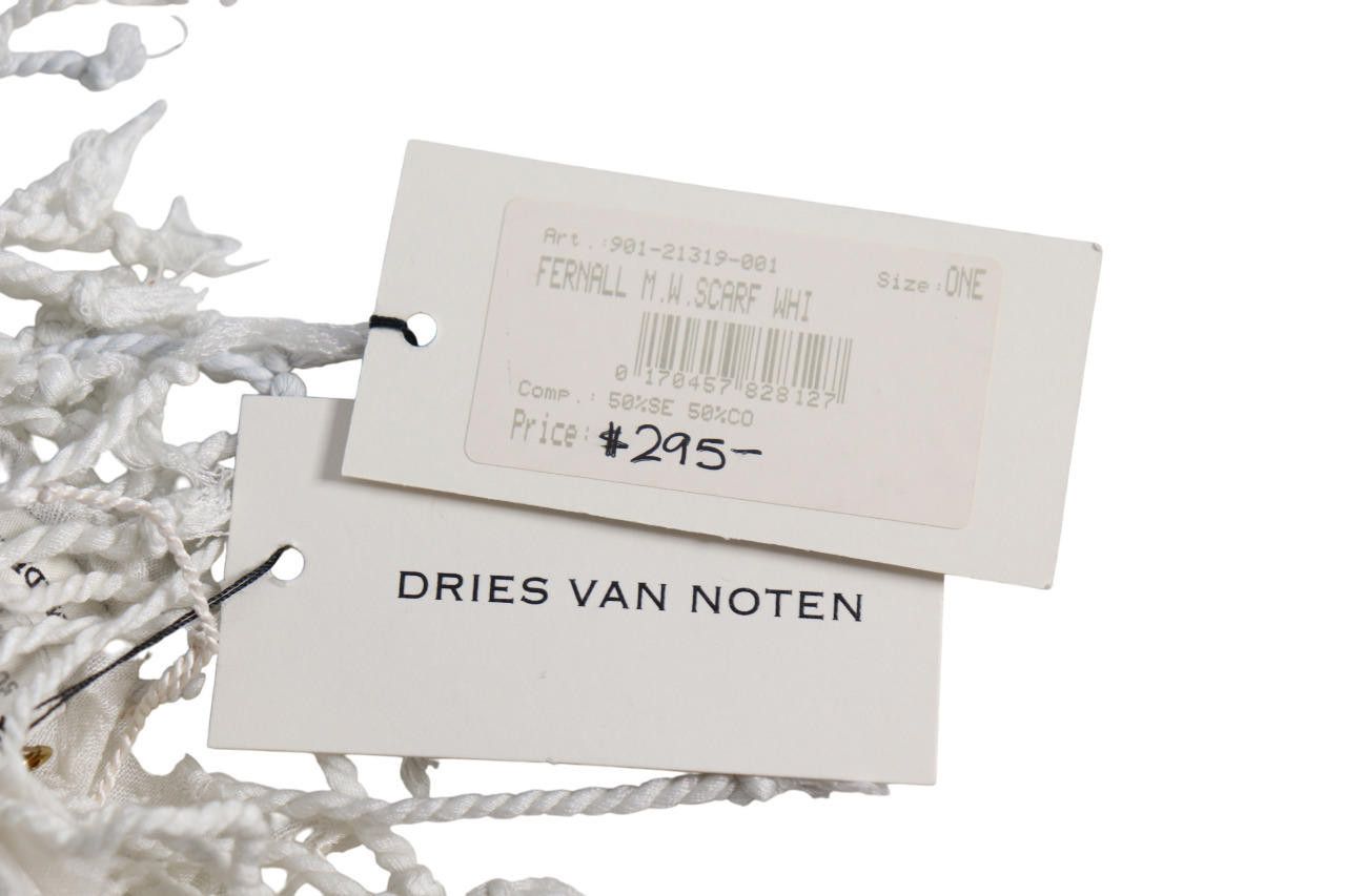 Dries Van Noten Dries Van Noten Unisex White Farriss Scarf Silk Cotton NWT Size ONE SIZE - 3 Thumbnail