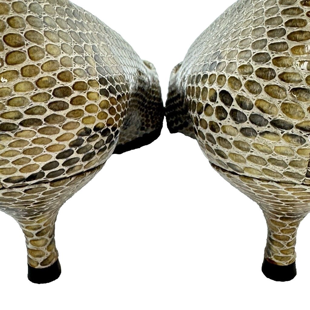 Stuart Weitzman Stuart Weitzman 9.5M Snakeskin Kitten Heel Pointed Tan Pumps Size US 9.5 / IT 39.5 - 8 Thumbnail