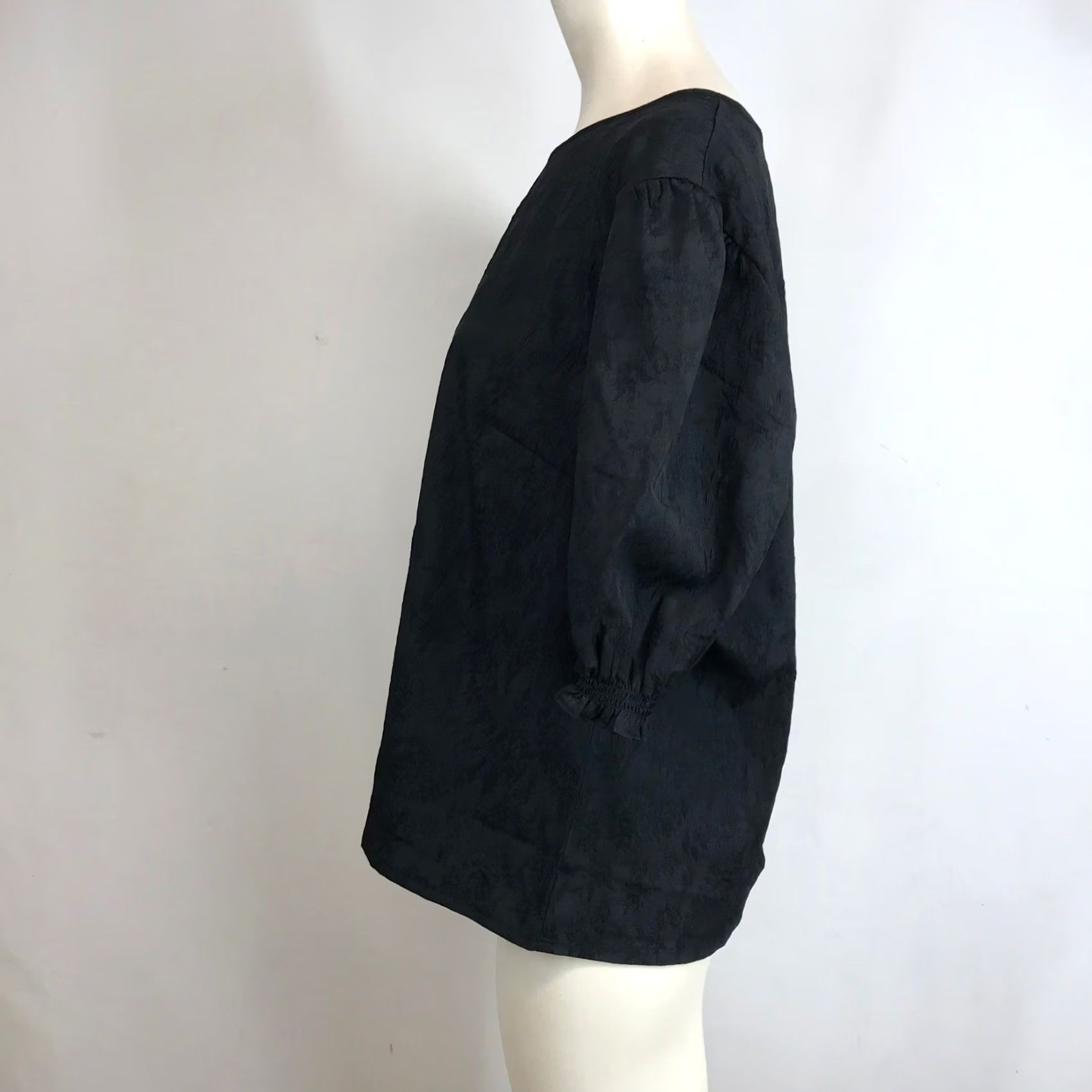 Ted Baker Ted Baker Blouse Floral Jacquard Puff Sleeve Crew Neck Womens XL Black Size XL / US 12-14 / IT 48-50 - 6 Thumbnail