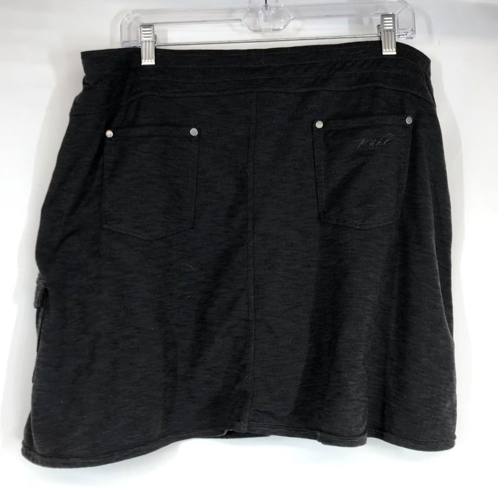 Vintage KUHL WOMEN'S XL GRAY BLACK DRAWSTRING WAIST POLYESTER BLEND SKORT W/POCKETS Size ONE SIZE - 4 Thumbnail