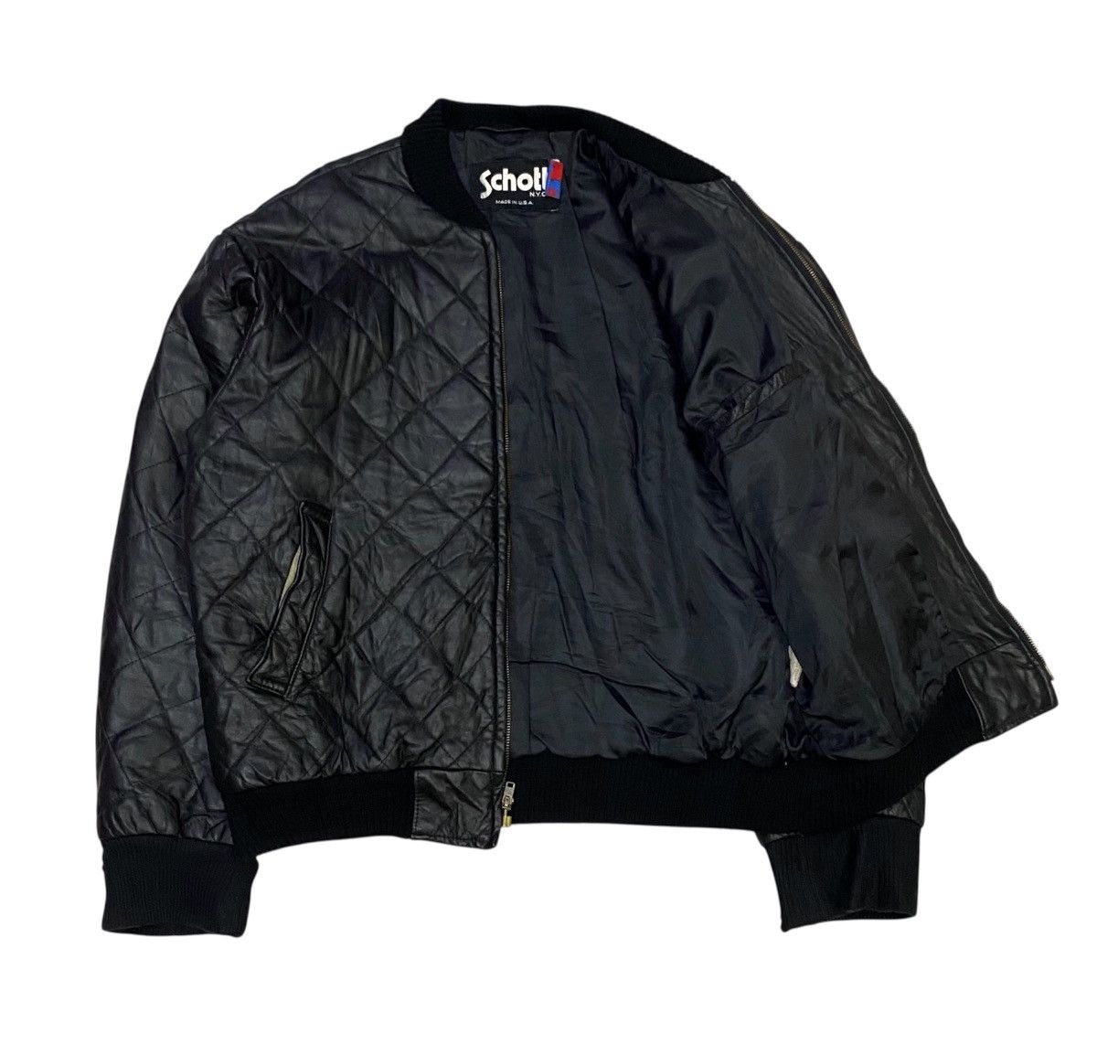 Schott Vintage 90s Schott NYC Leather Aviator Bomber Jacket Size US L / EU 52-54 / 3 - 3 Thumbnail