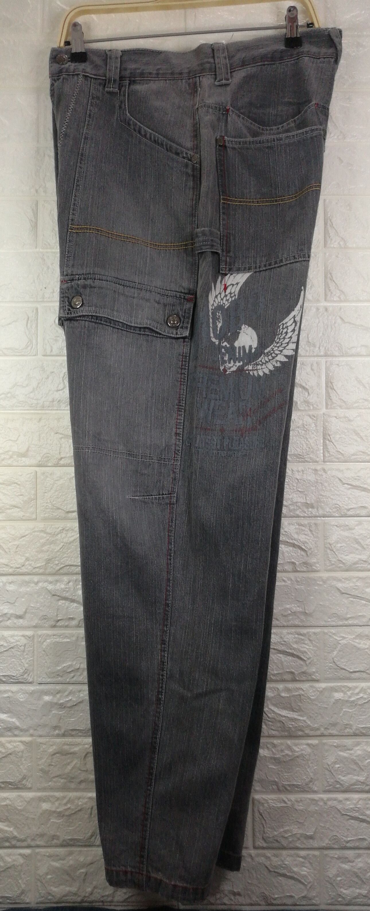 Hobo Vintage Hobo Faded Black Multi Pocket Cargo Wide Baggy Jeans Size US 32 / EU 48 - 10 Thumbnail