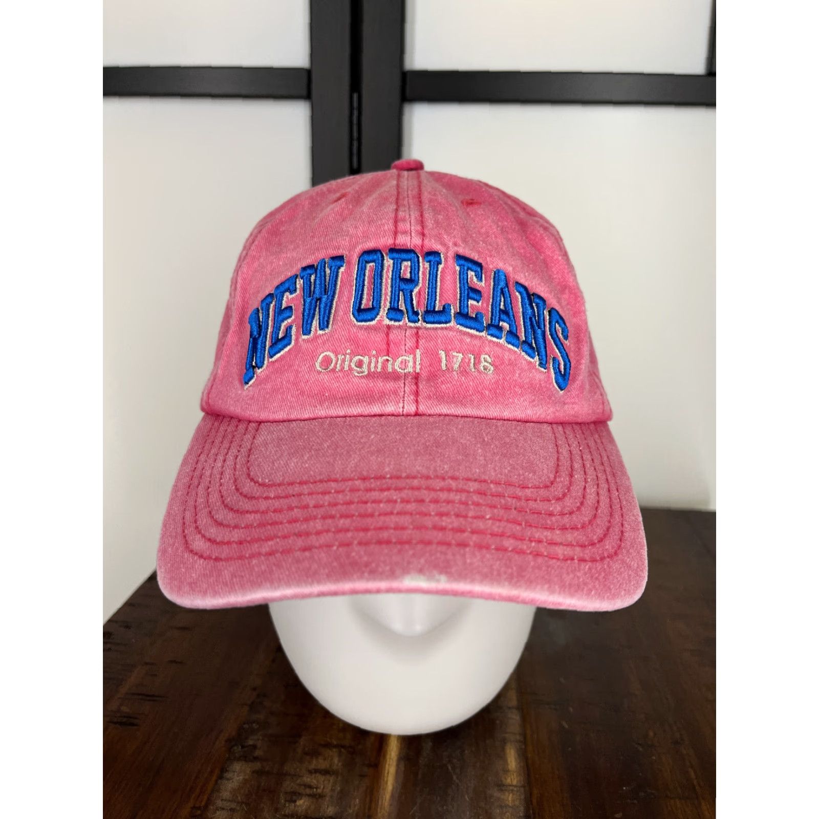 Vintage New Orleans Original 1718 Hat Cap Strap Back Adult One Size Pink 100% Cotton Size ONE SIZE - 2 Thumbnail