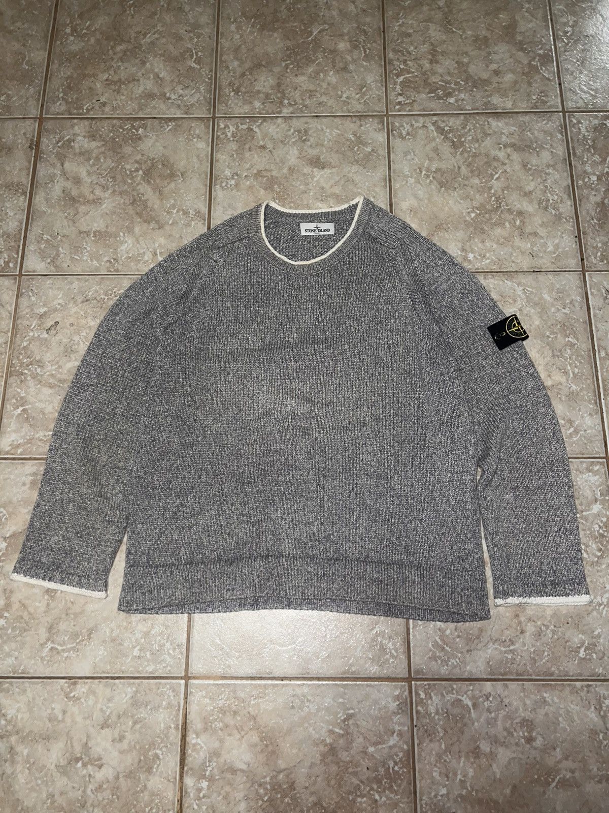 Stone Island Stone Island Grey Knit Sweater XL Compass Patch Size US XL / EU 56 / 4 - 2 Thumbnail