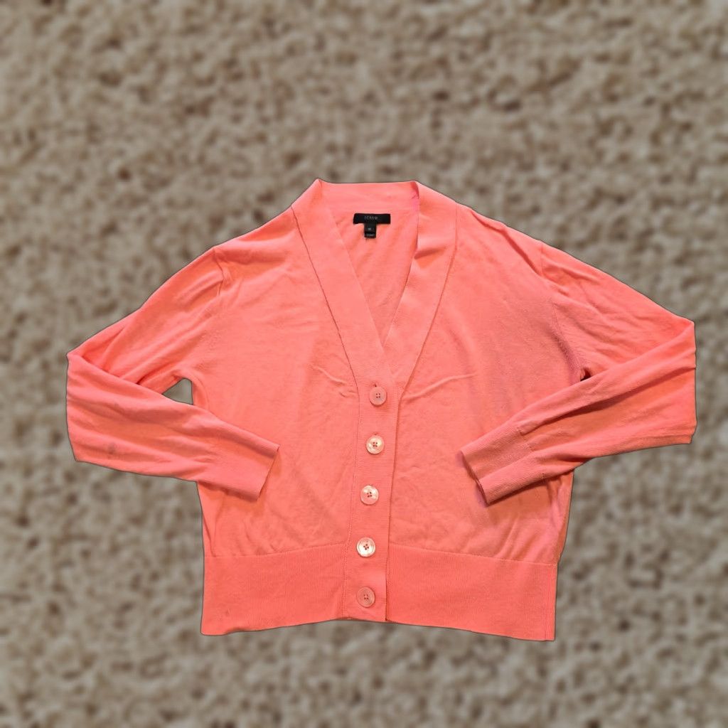 J.Crew J.CREW Cardigan Womens Size M Orange Long Sleeve Lightweight Knit Button V-Neck Sweatshirt Sweater Type: Cardigan, Women, Regular Fit Size M / US 6-8 / IT 42-44 - 1 Thumbnail