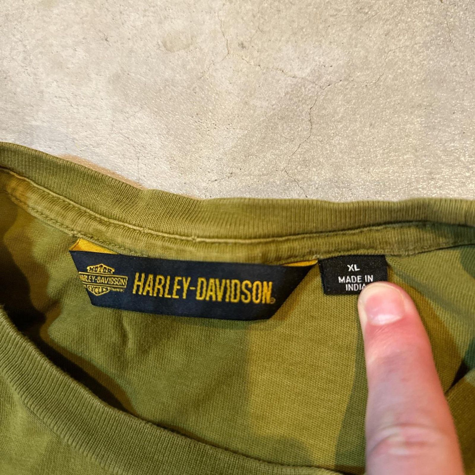 Harley Davidson Single-Stitch Olive Green Harley Davidson Biker Shirt Size US XL / EU 56 / 4 - 3 Thumbnail