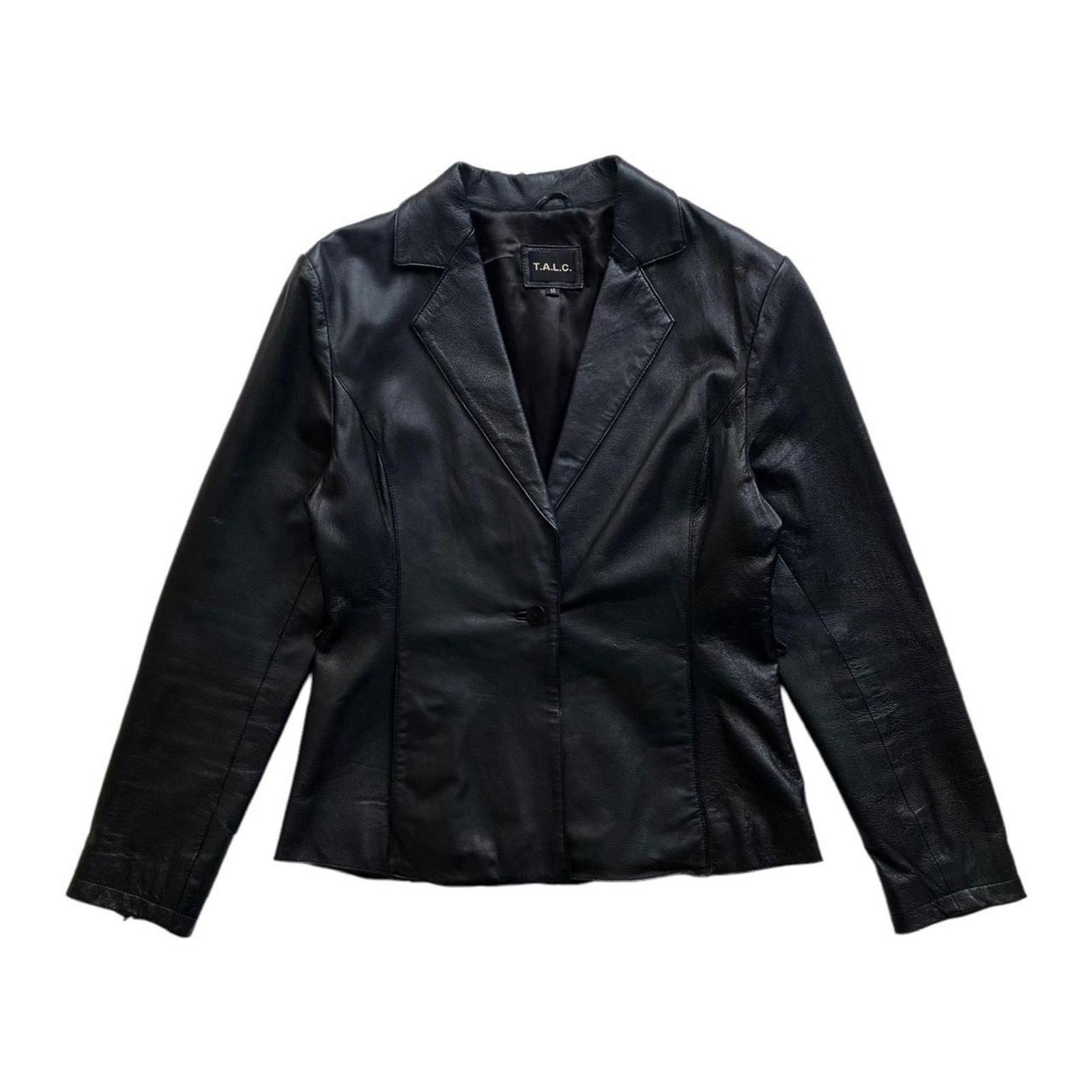 Other × Vintage T.A.L.C 90s Vintage Black Leather Jacket Blazer Style Size L / US 10 / IT 46 - 1 Thumbnail