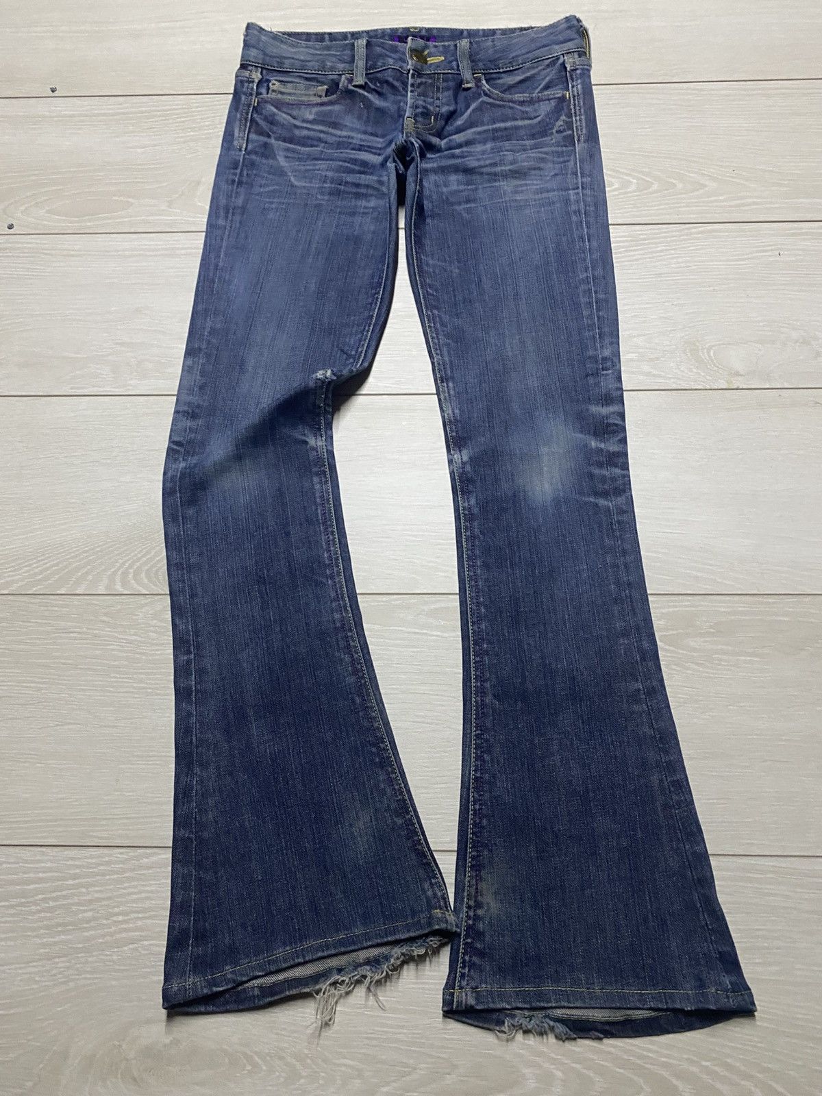 SLY Vintage Sly Blue Wash Distressed Flare Jeans Size US 28 / EU 44 - 1 Thumbnail