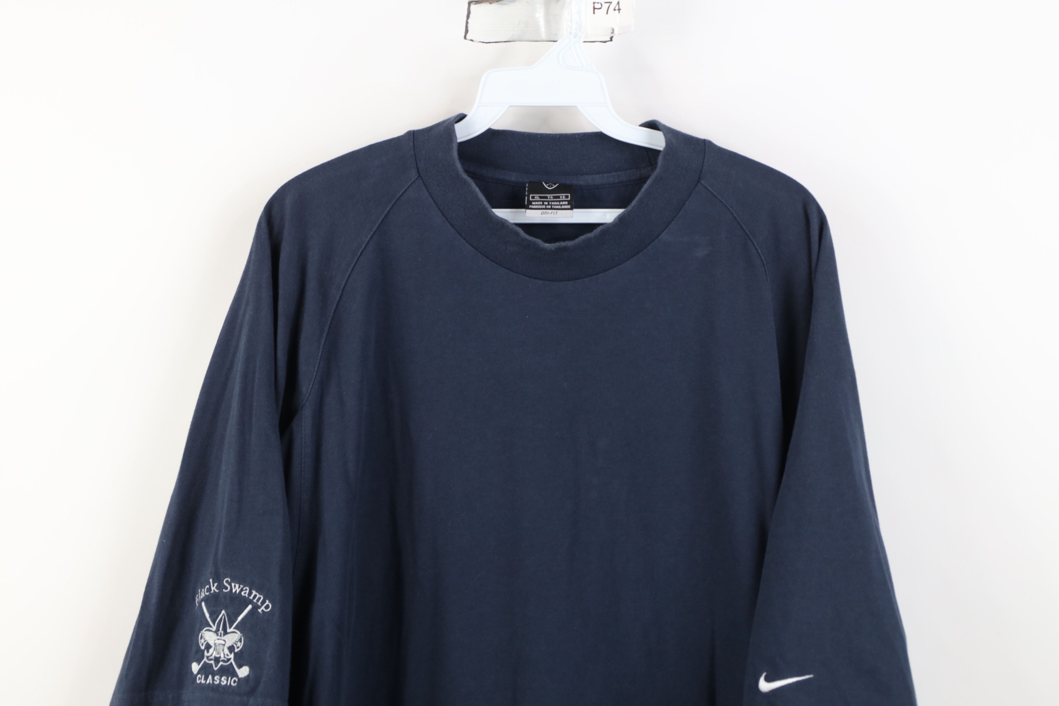 Nike Vintage Nike Golf Classic Mini Swoosh Mock Neck T-Shirt Blue Size US XL / EU 56 / 4 - 2 Thumbnail