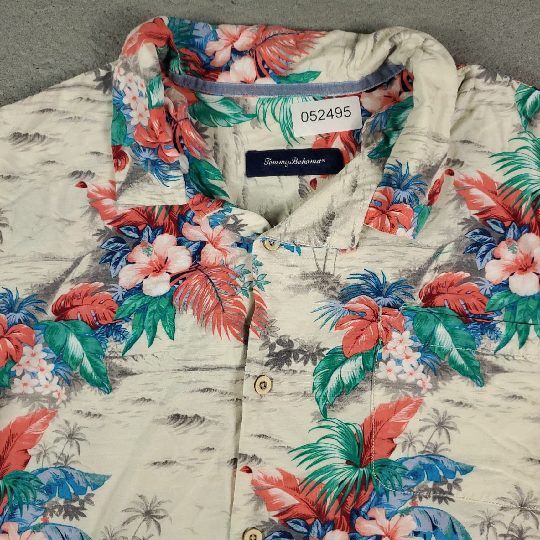 Tommy Bahama Tommy Bahama Shirt Mens XL Ivory Floral Hawaiian Button-Up Short Sleeve Size US XL / EU 56 / 4 - 2 Thumbnail