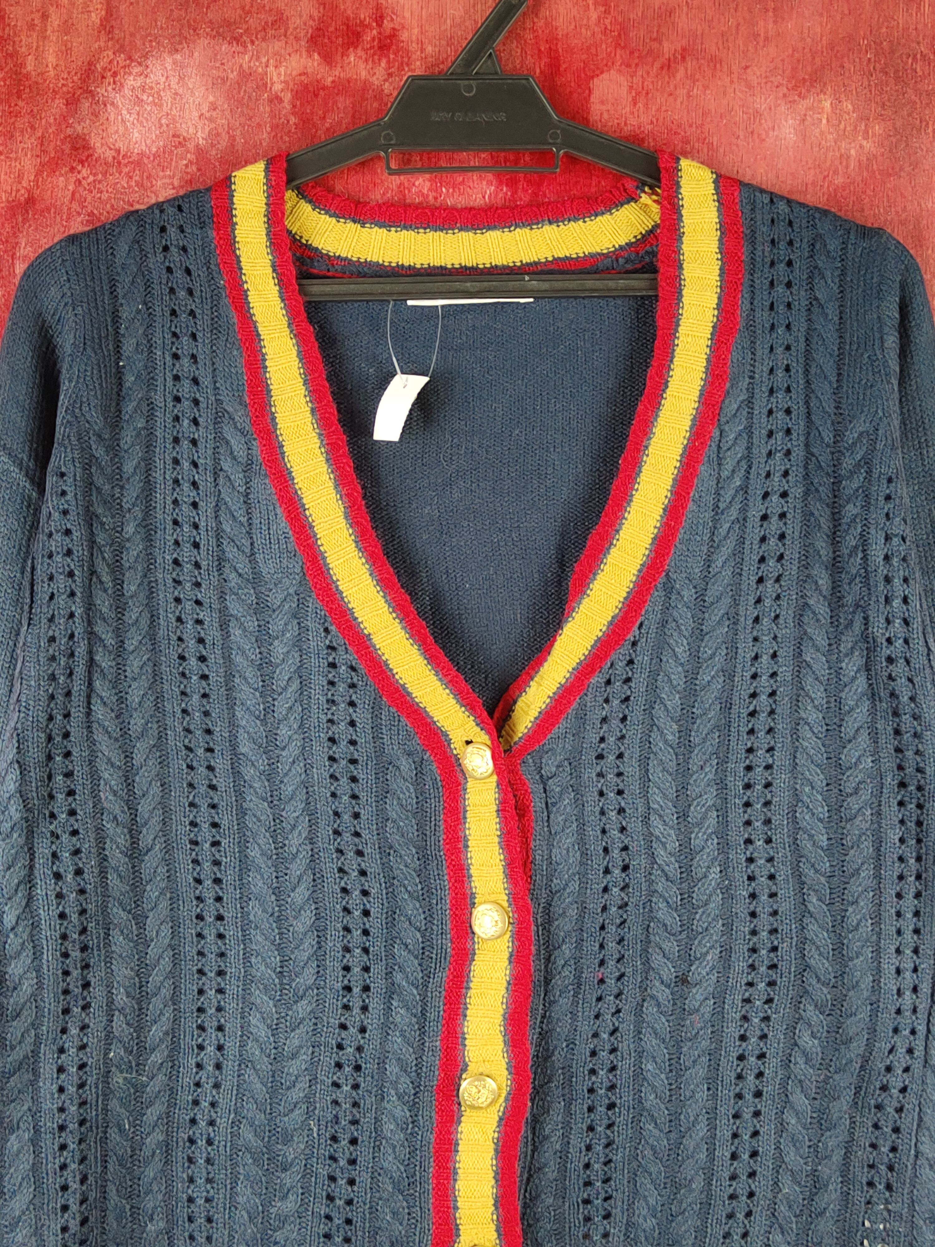 Homespun Knitwear Coquette Dark Blue Knitwear Cardigan #S2378 Size M / US 6-8 / IT 42-44 - 2 Thumbnail