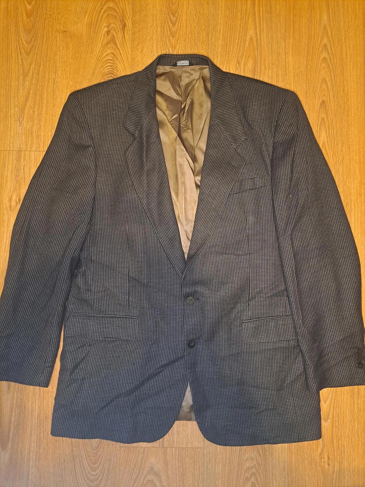 Pierre Balmain Pierre Balmain Sport Coat Mens 44L Brown Wool Houndstooth Size 44L - 1 Thumbnail