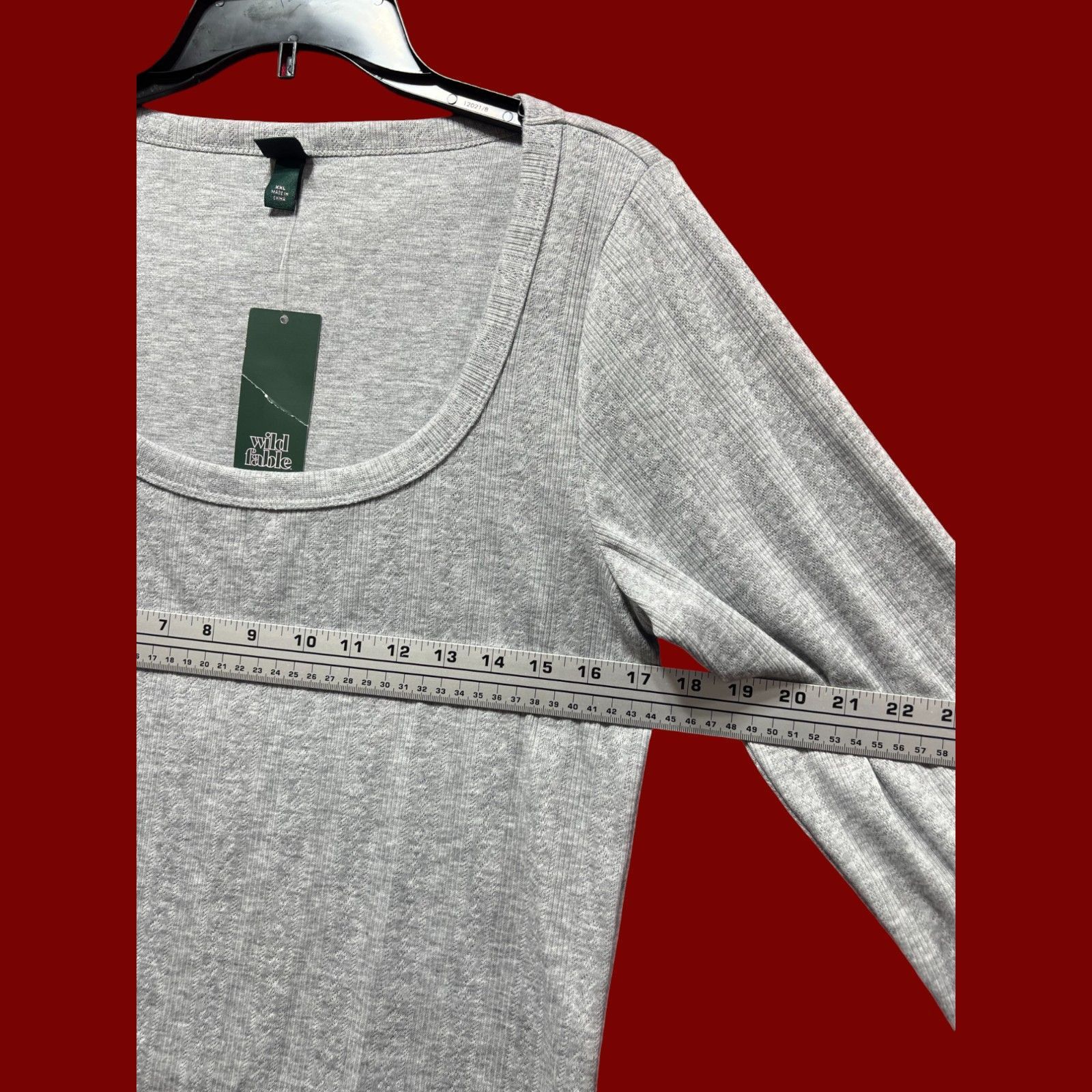 Other Wild Fable - Women's Long Sleeve Pointelle T-Shirt - Gray - Size XXL / US 16-18 / IT 52-54 - 3 Thumbnail