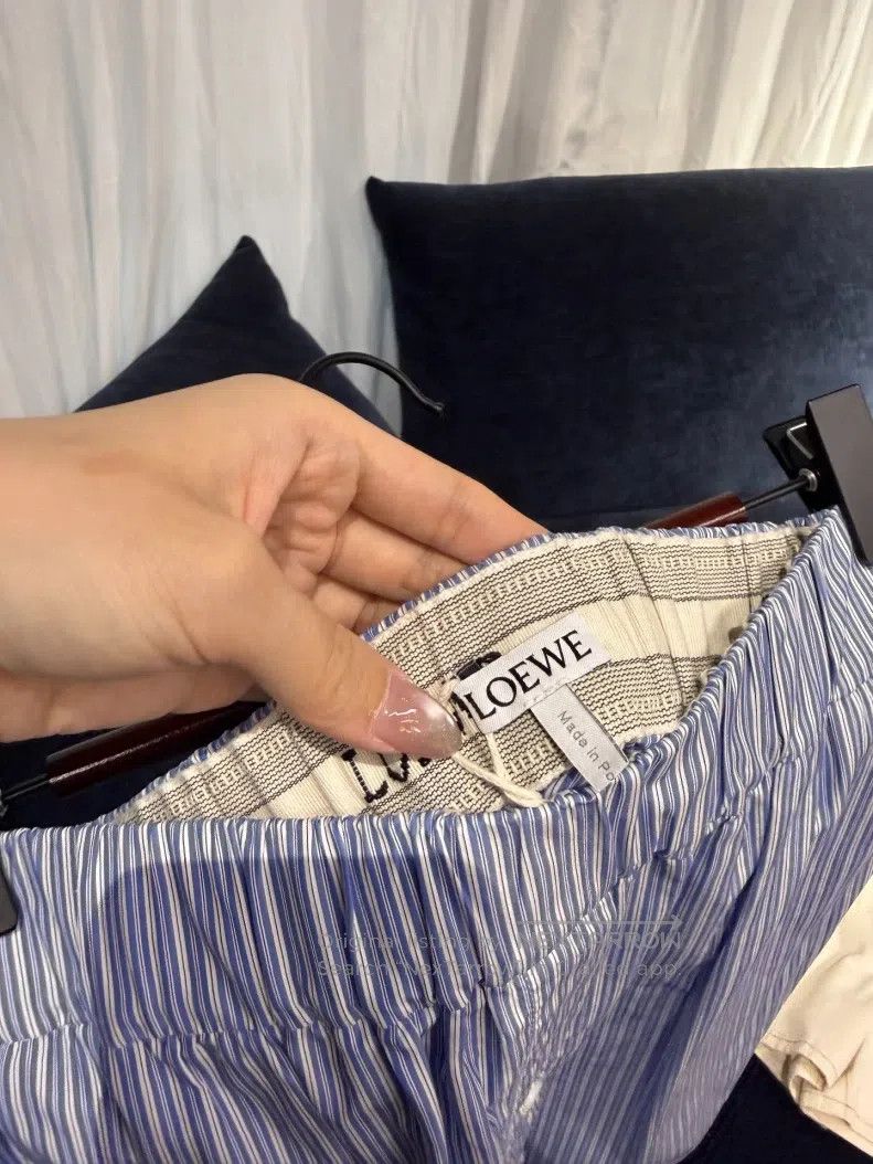 Loewe Loewe size M Blue and White Striped Logo Skirt - Cotton Size 26" / US 2 / IT 38 - 3 Thumbnail