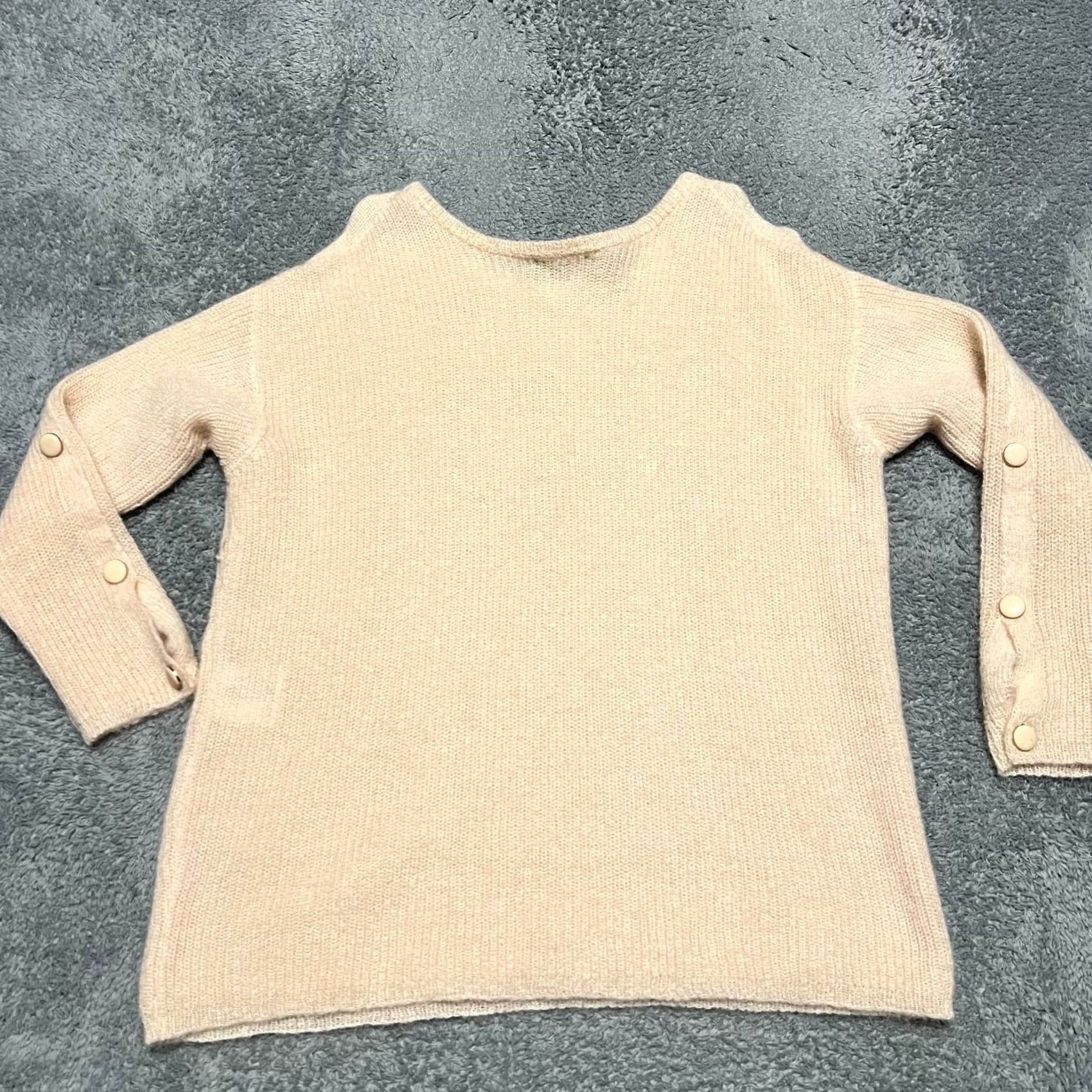 Vintage Sezane Pullover Womens Mohair Alpaca Blend Buttoned Sleeve Sweater ZL Peach XL Regular Orange, Kid? Size XL / US 12-14 / IT 48-50 - 3 Thumbnail