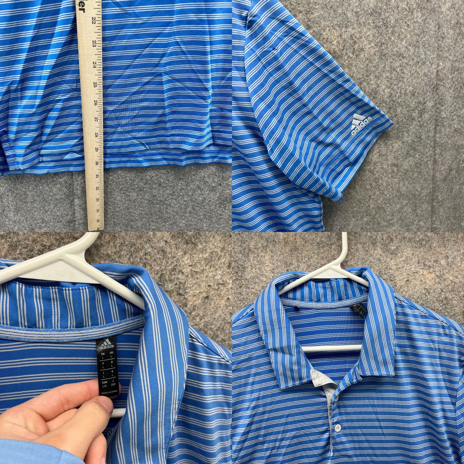 Adidas Adidas Polo Shirt Mens Large Blue Striped Golf Golfer Ultimate 2.0 Knit Athletic Shirt Size US L / EU 52-54 / 3 - 8 Thumbnail