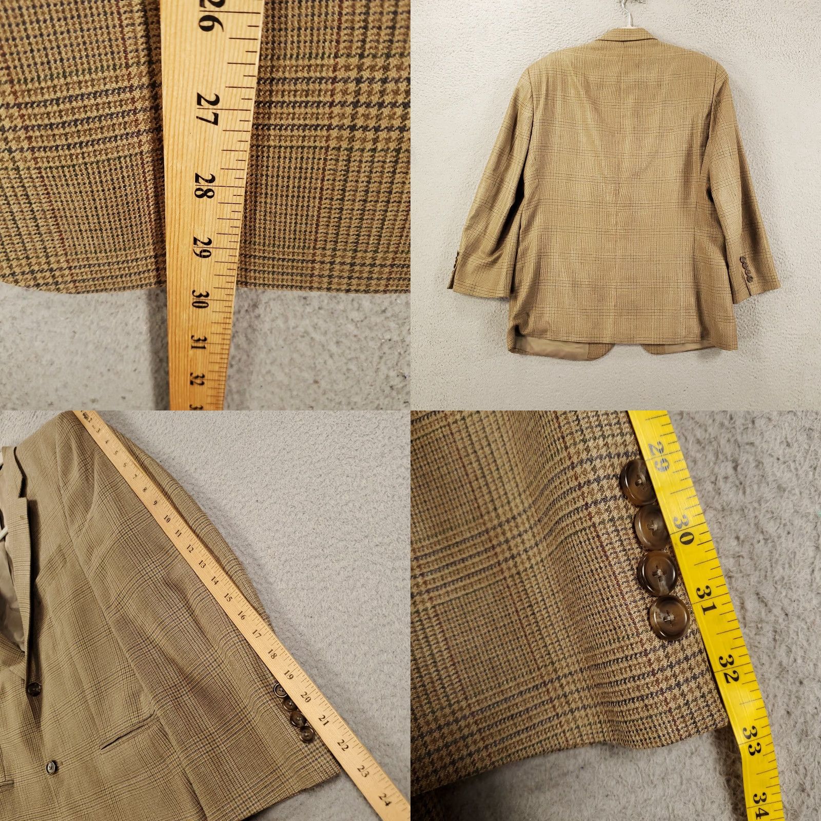 Ralph Lauren VINTAGE Lauren Ralph Lauren Brown Plaid Wool Sport Coat Blazer 48 Regular Mens Size 48R - 8 Thumbnail