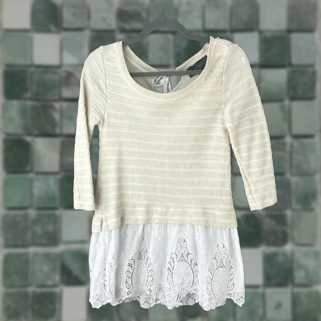 Anthropologie VINTAGE Anthropologie Sunday in Brooklyn East Falls Shirt Womens XS Cream Pullover Size XS / US 0-2 / IT 36-38 - 1 Thumbnail
