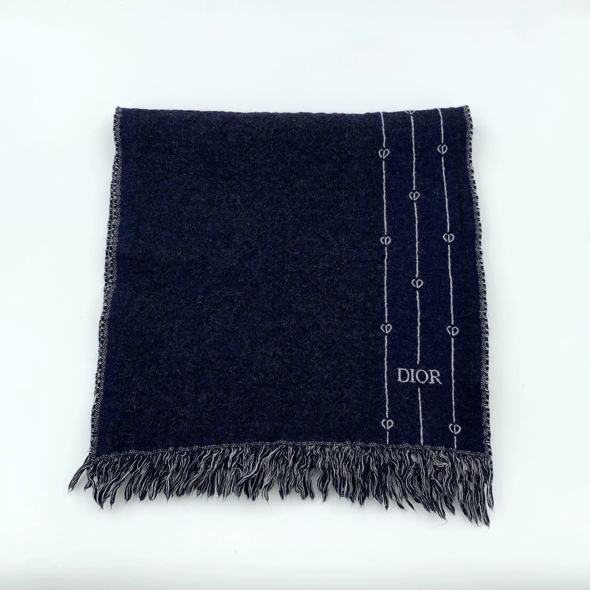 Dior Dior Blue CD Embroidered Wool Scarf Size ONE SIZE - 1 Thumbnail
