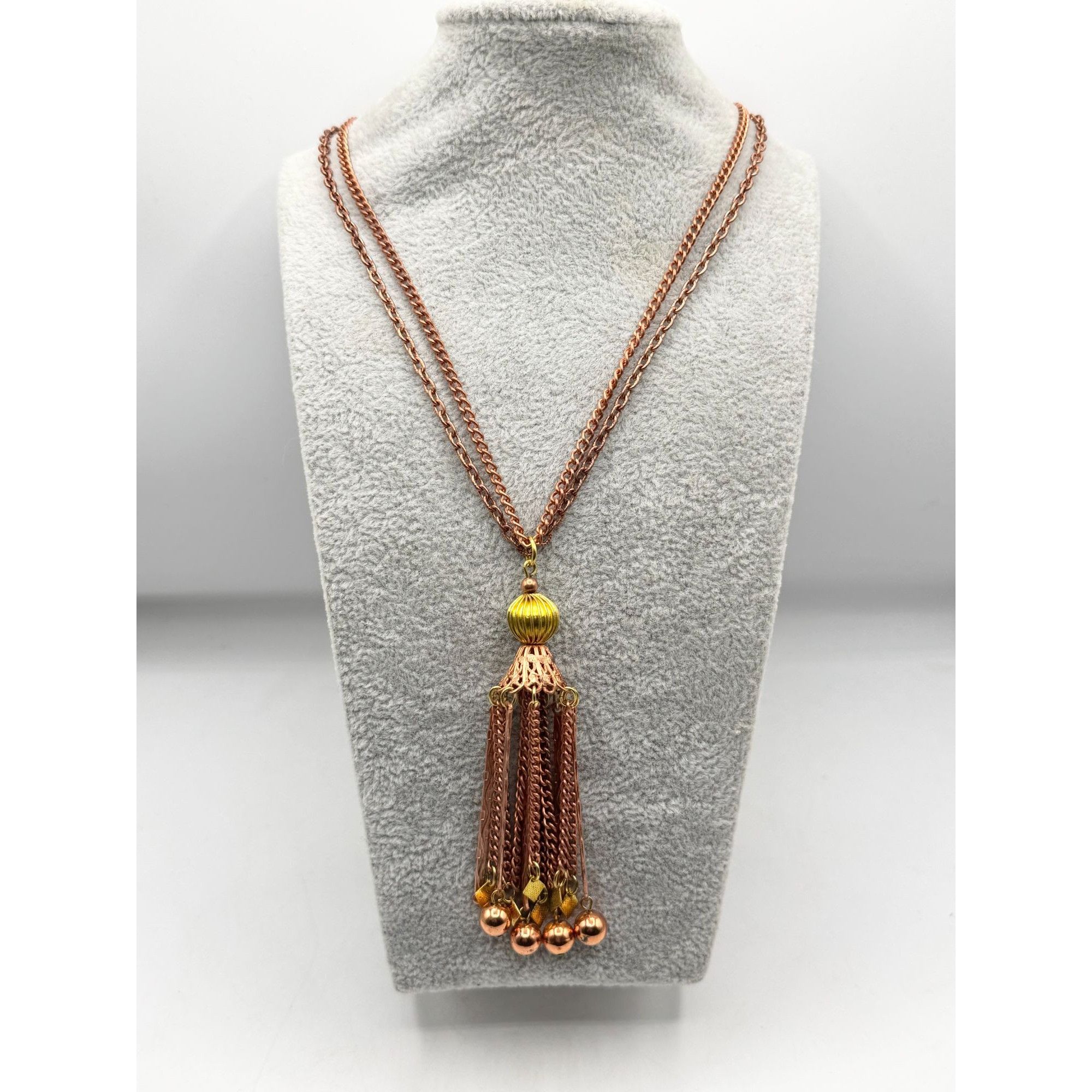 Vintage Two tone gold chain tassel pendant necklace Size ONE SIZE - 1 Thumbnail